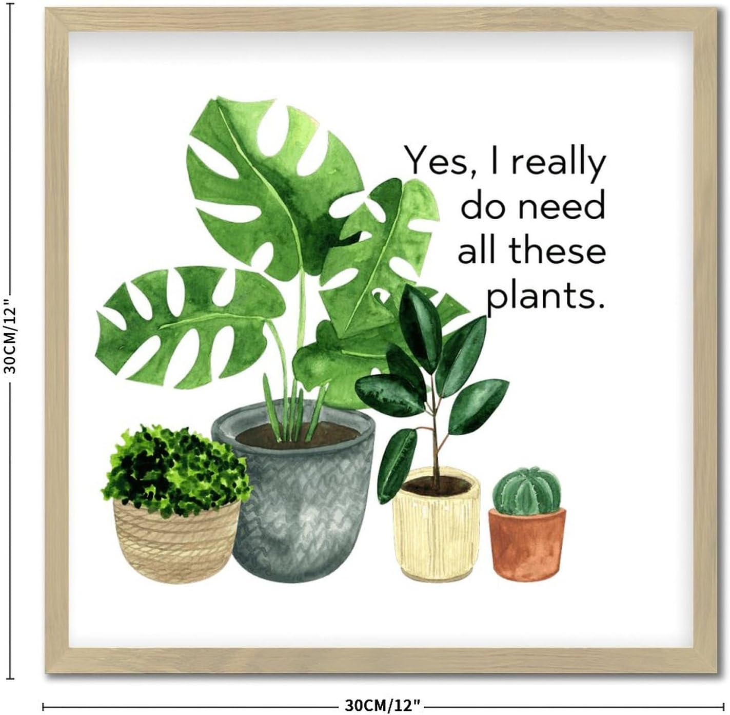 Rustic Wood Framed Plant Sign Gallery Wall Decor