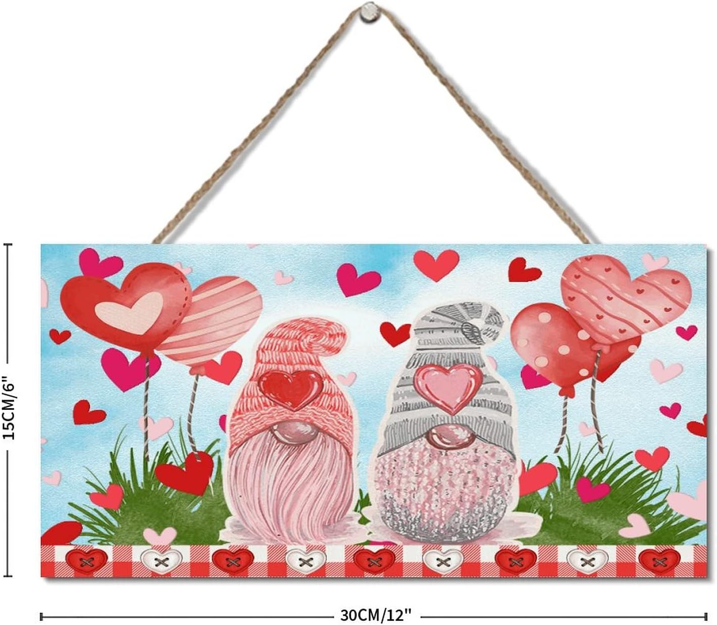 Valentines Day Gnomes with Love Heart Wooden Sign