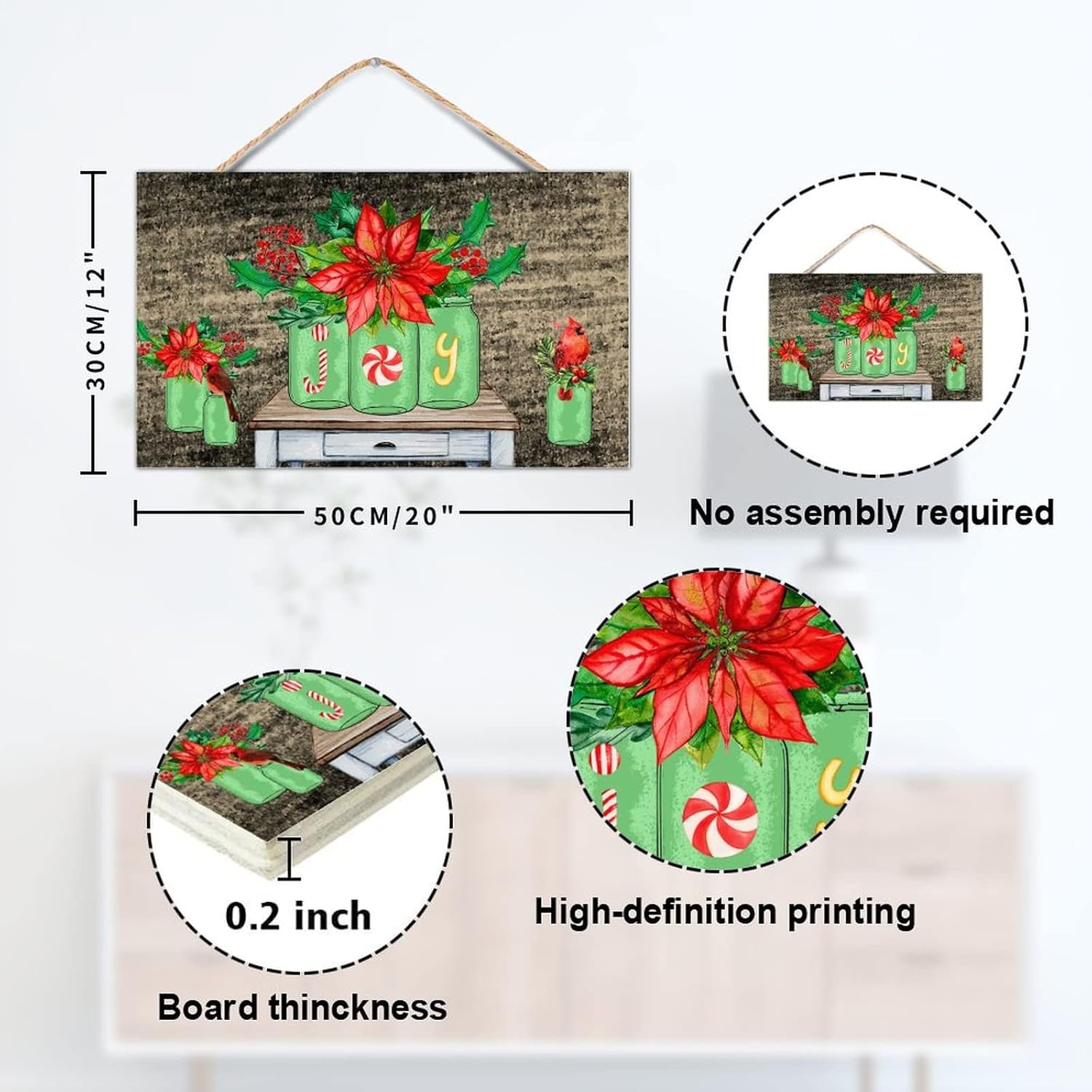 TEANFUN Christmas Hanging Sign Wall Pediment