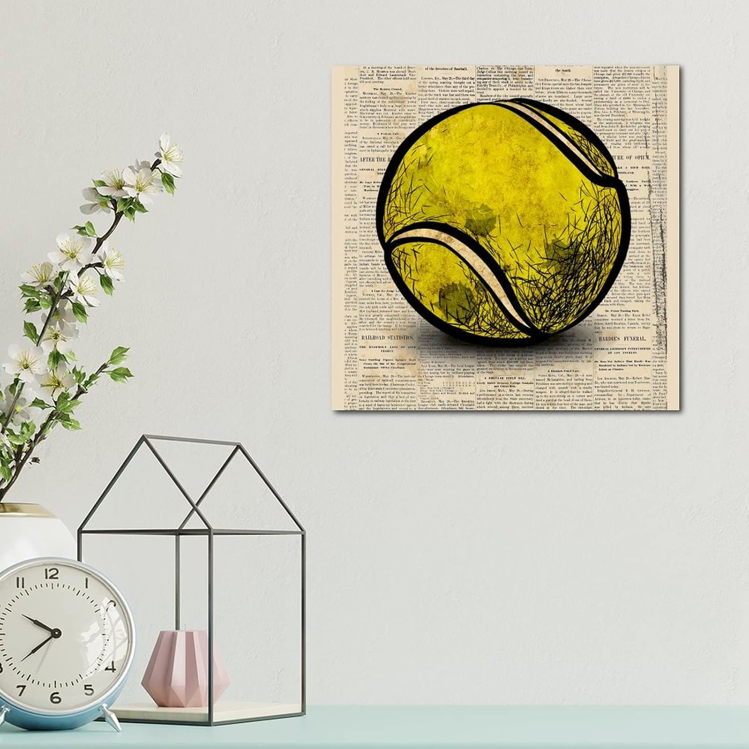 Farmhouse Wooden Sign with Tennis Balls Wall Decor