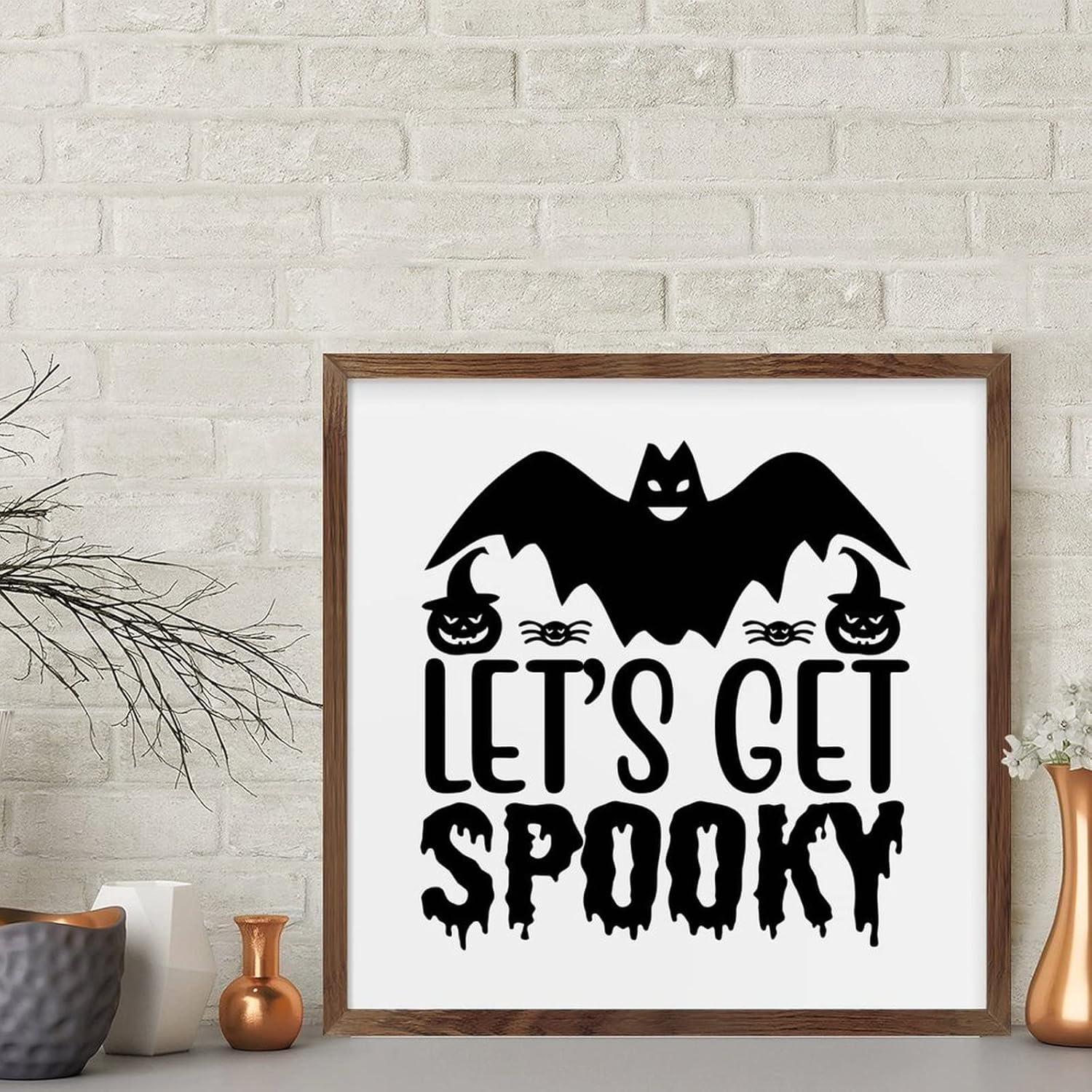 Spooky Witch Broom Stick Wood Framed Wall Sign