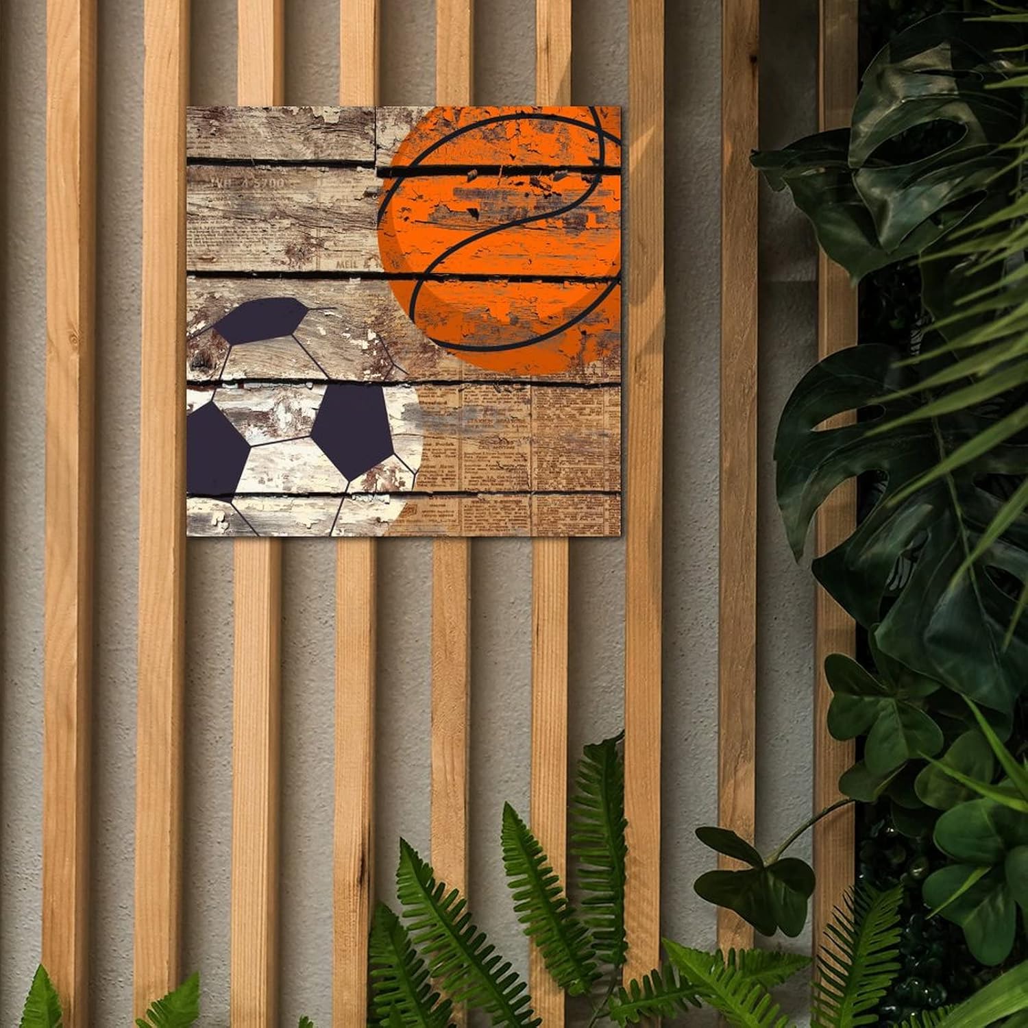 Wooden Basketball Wall Plaque Sport Theme Decor