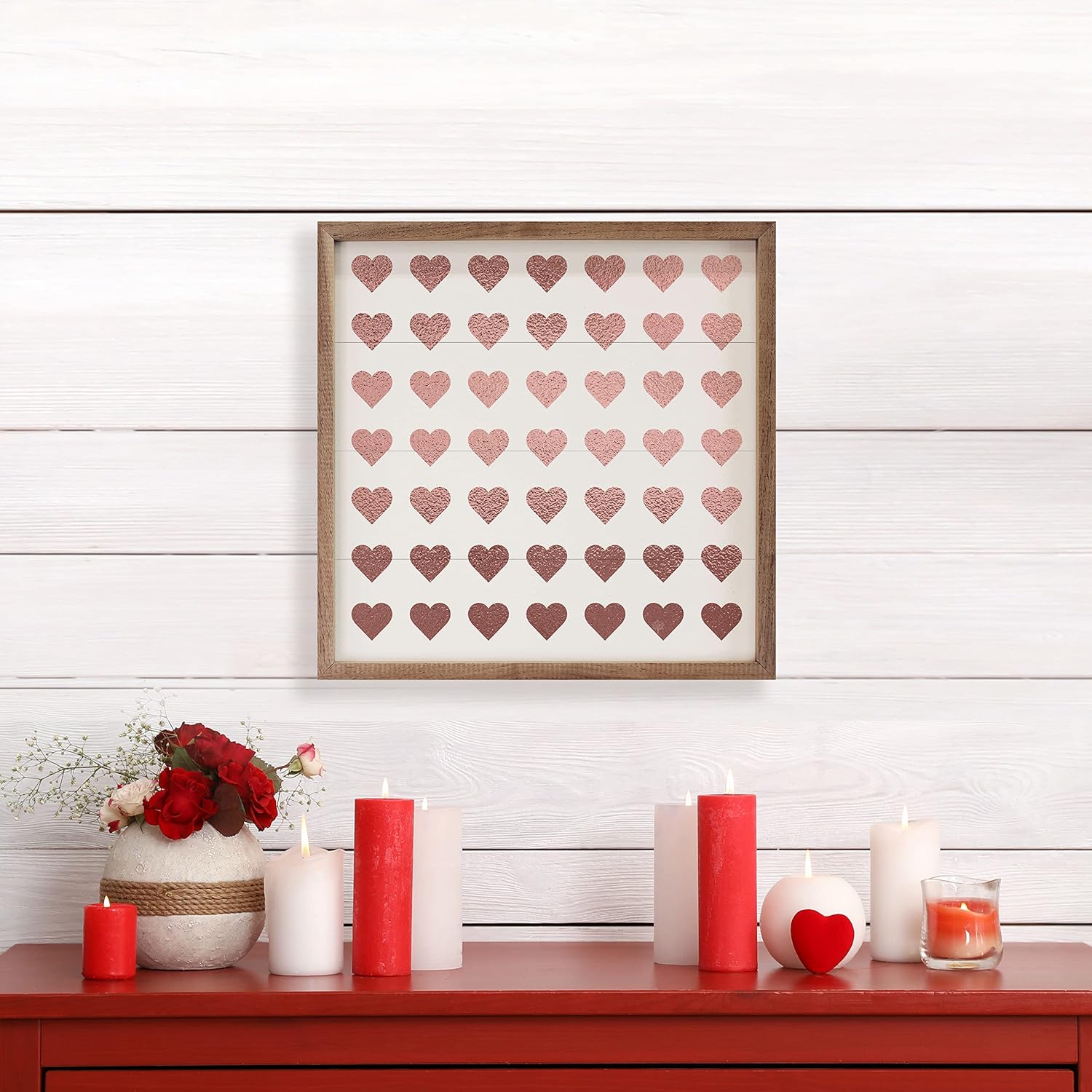 Glitter Pink Hearts Wall Decor Wooden Sign by Kendrick Home