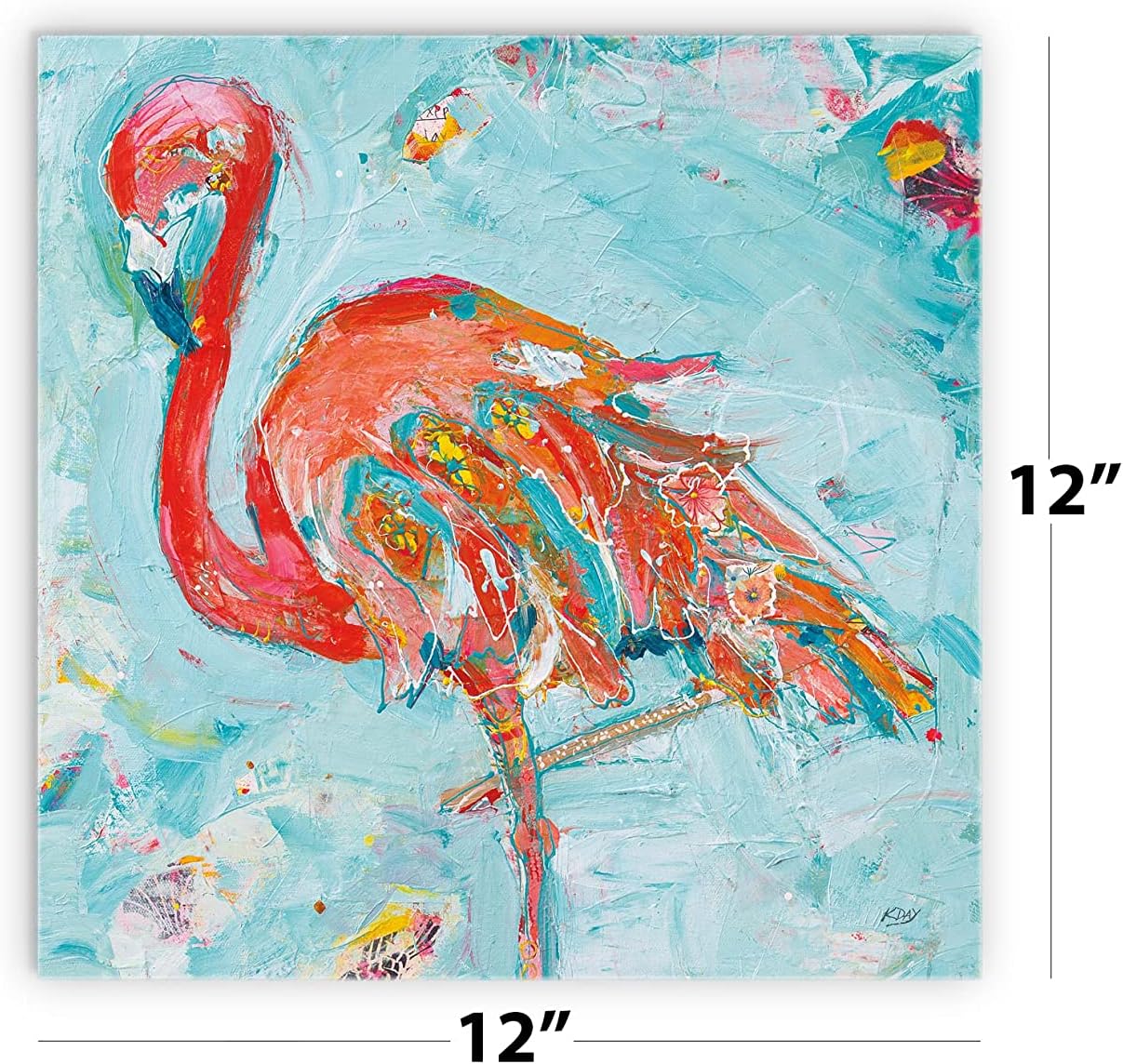 Flamingo Bright Wood Plaque 12x12 Wall Hanging