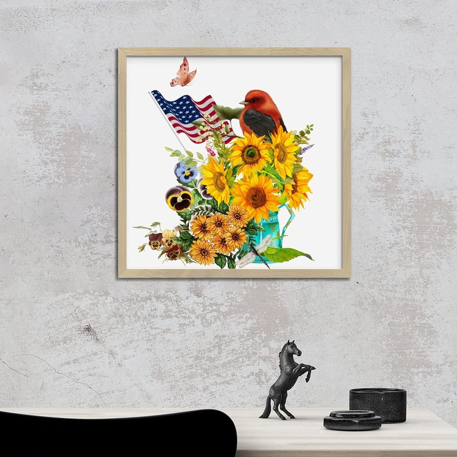 4th of July Patriotic Wall Decor Sign with Wood Frame
