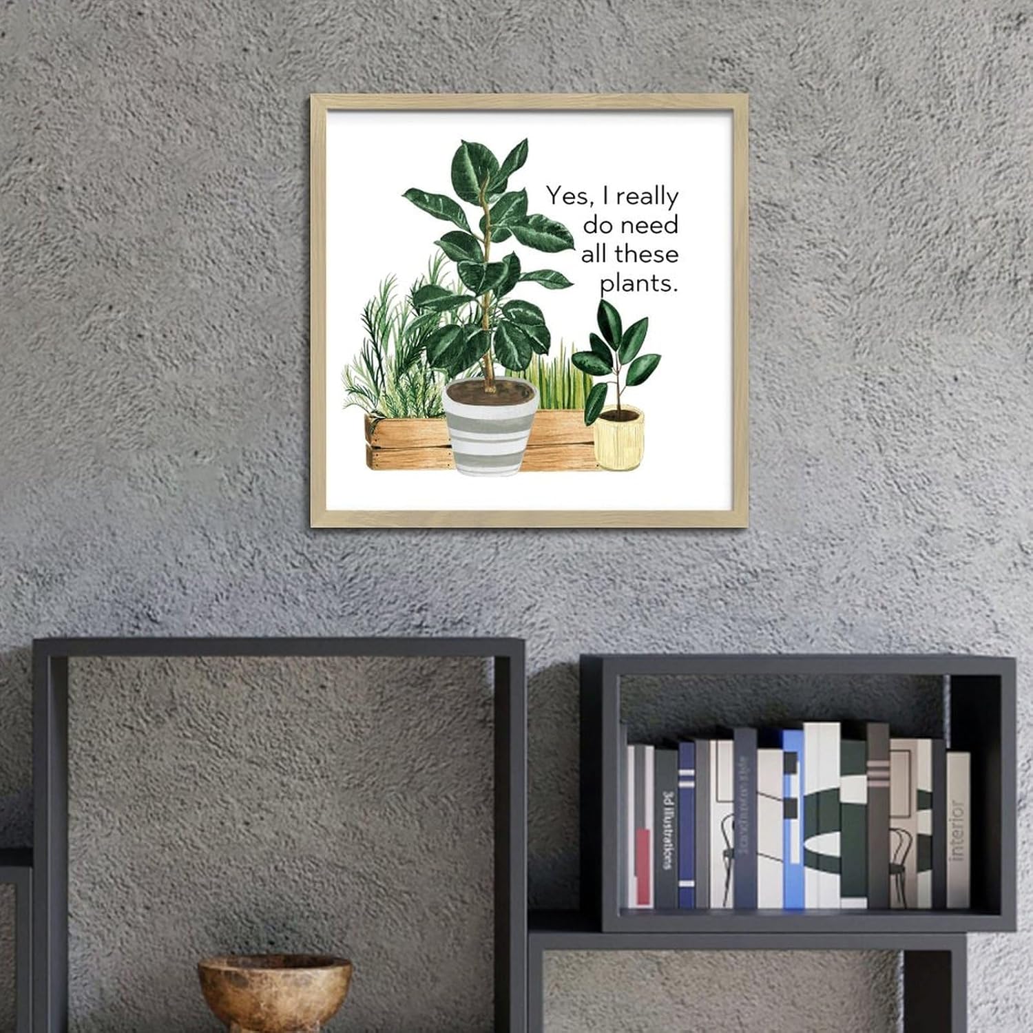 Cute Wood Wall Art Sign for Plant Lovers 12x12in