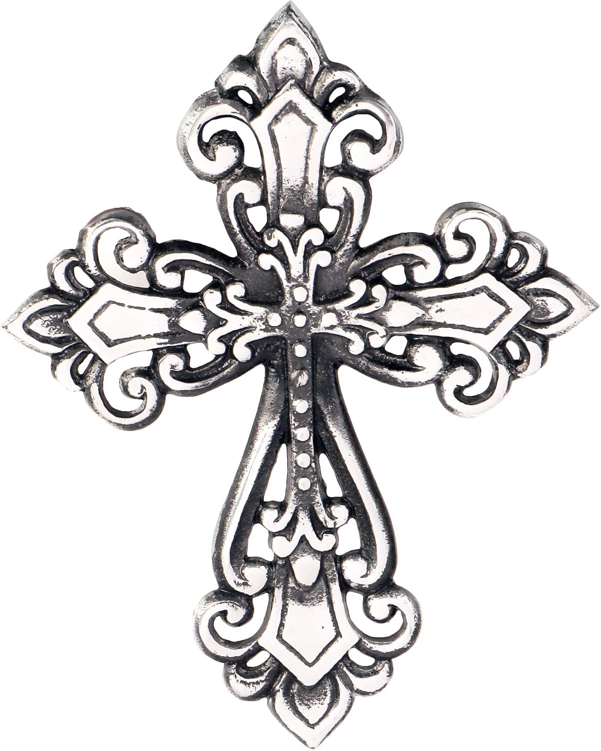 Ardour Antique Silver and Black Wall Cross Home Decor
