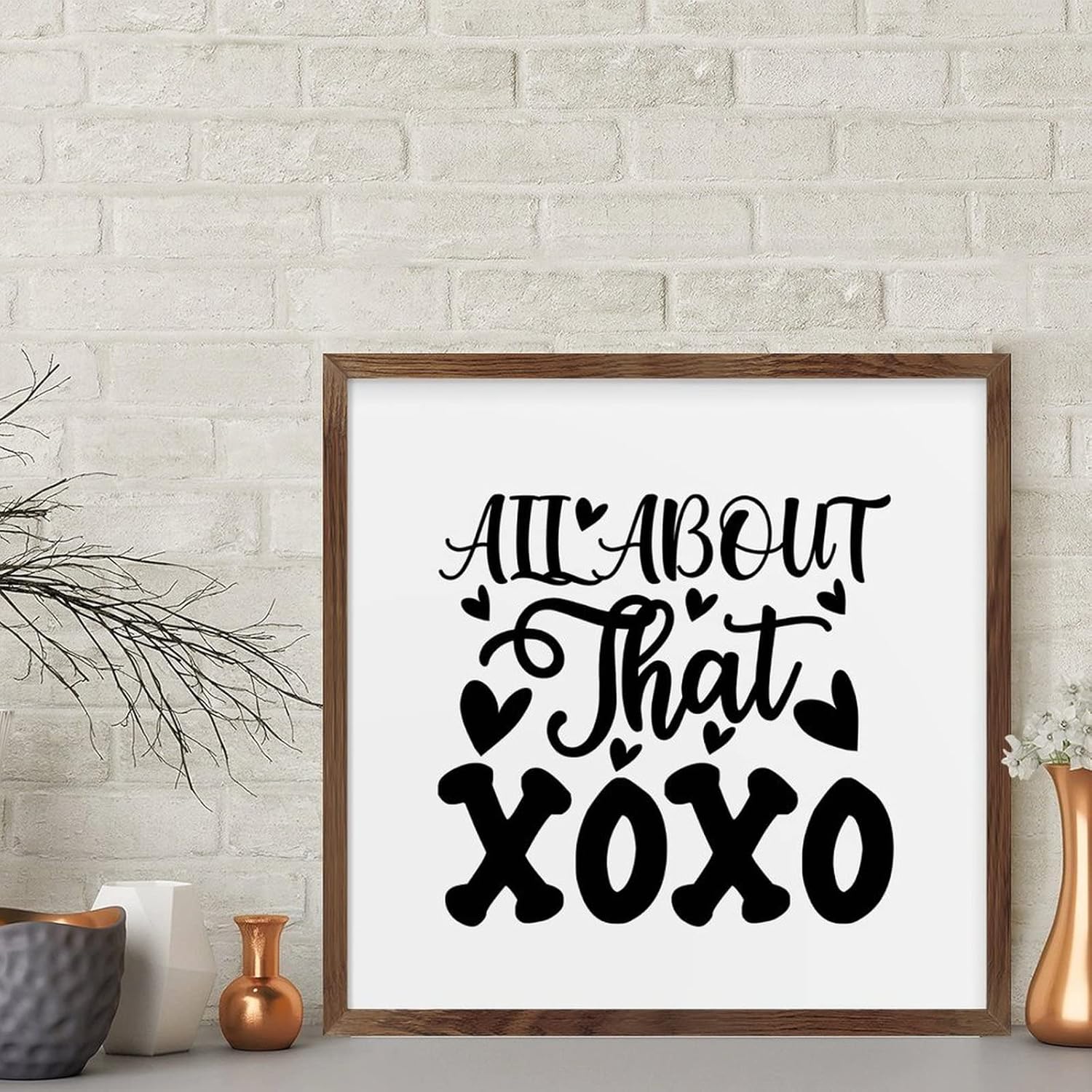 Valentines Day XOXO Framed Wood Wall Sign Decor