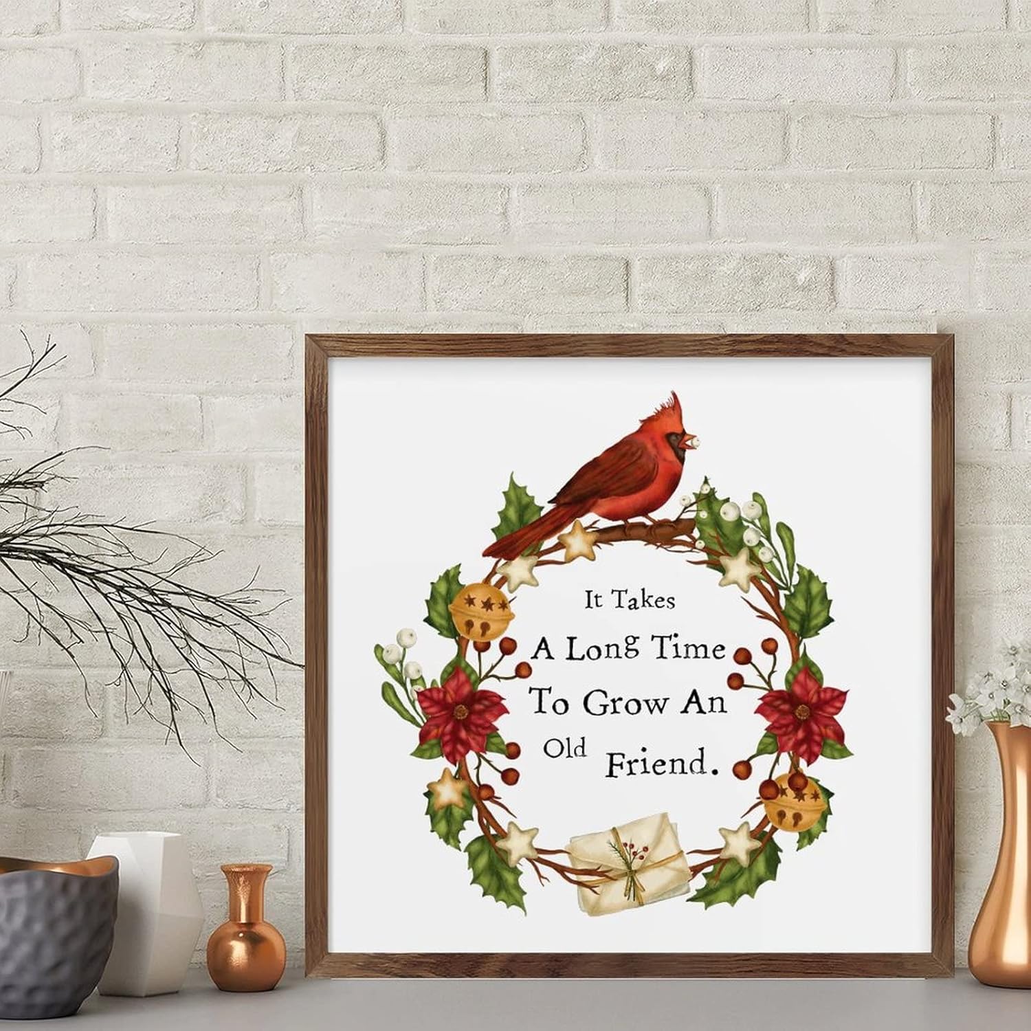 Old Friends Friendship Quotes Framed Wood Sign 12x12