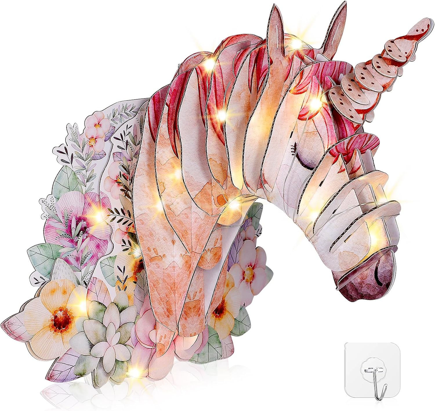 3D Glitter Unicorn Wall Art with LED Lights