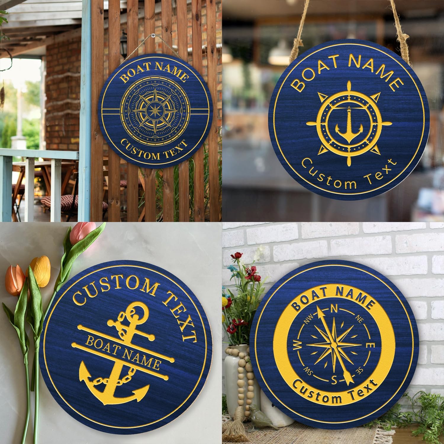 Custom Nautical Boat Welcome Wall Pediment Hanging Decor