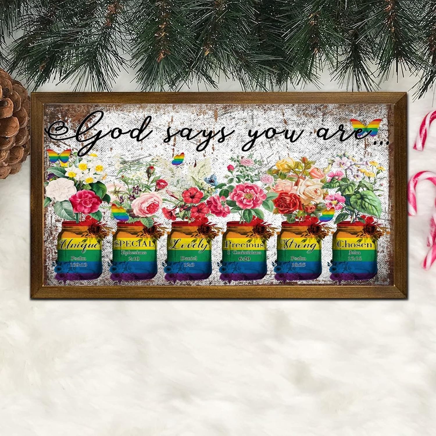 LGBTQ Inspirational Framed Wood Wall Sign 12x22 In
