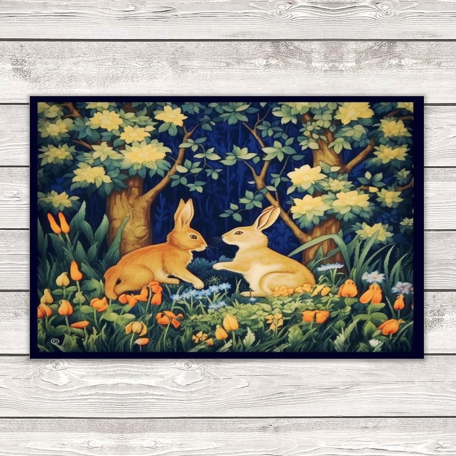 Rabbit Forest Hares Wood Wall Sign 12x18 Inch 1