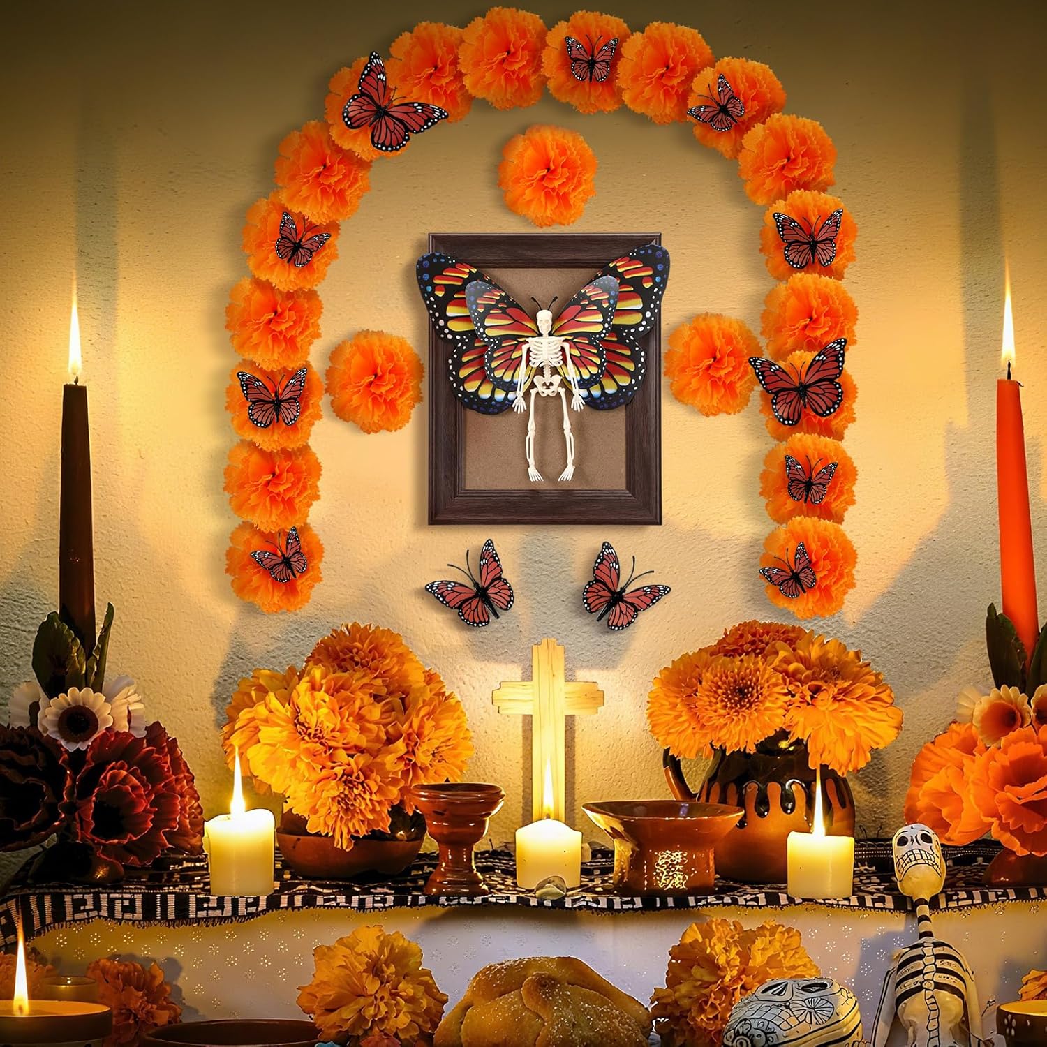 55 Pcs Day of The Dead Altar Decor Kit