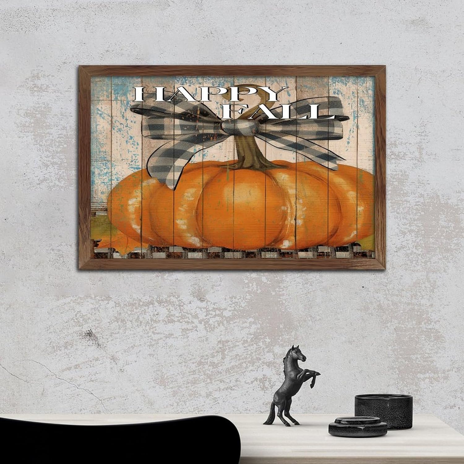 Rustic Wood Framed Wall Art Sign Happy Fall Decor