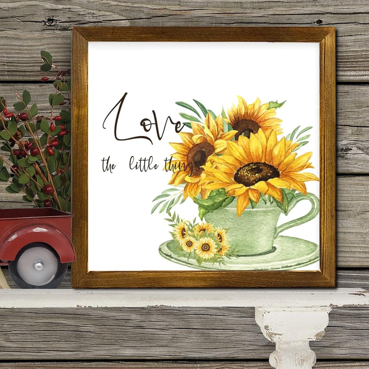 Love The Little Things Wood Framed Sign 12x12 Inch