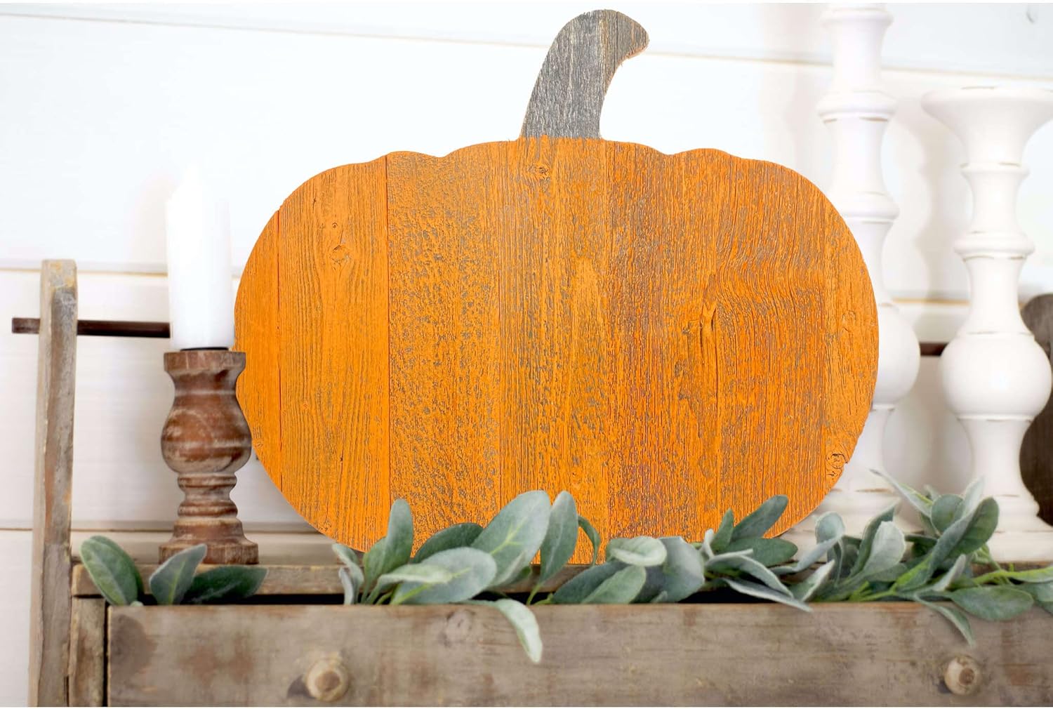 Rustic Farmhouse Wood Pumpkin Wall Decor 12 Inch