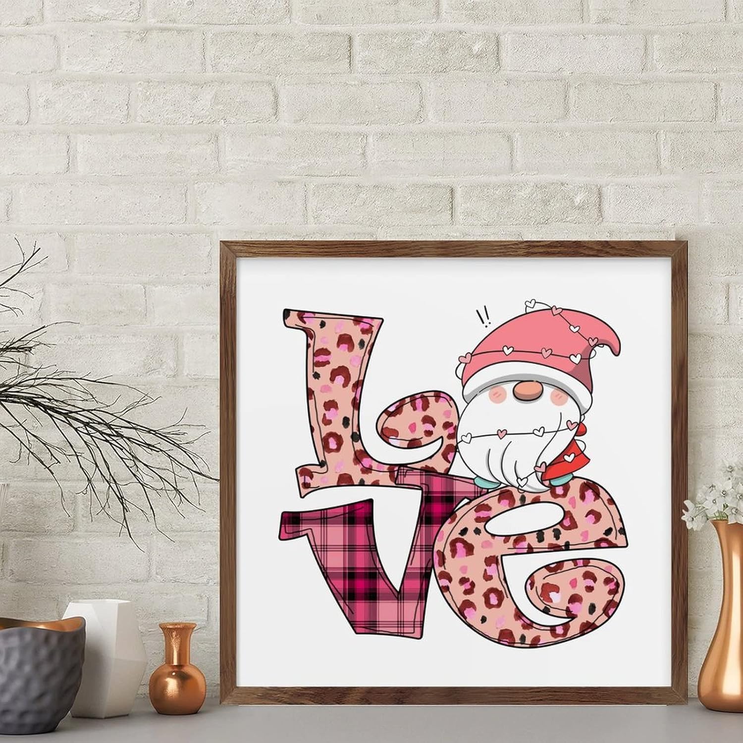 Valentine Gnome Love Letter Framed Wood Sign