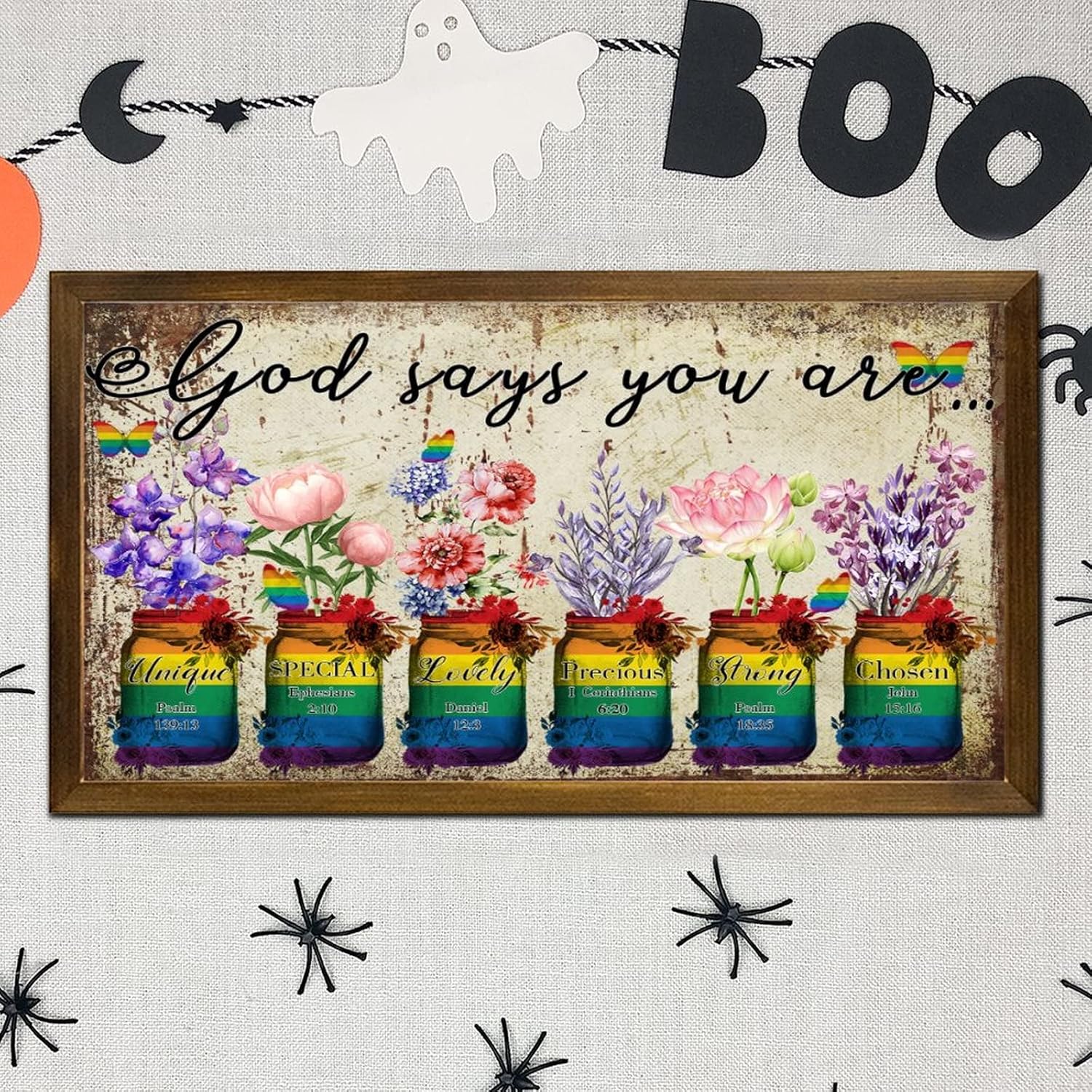 LGBTQ Pride Wood Framed Wall Art Sign 12x22 In