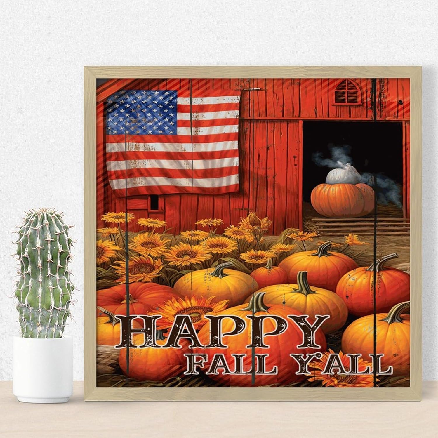 Happy Fall Yall Home Decor Farmhouse Wooden Wall Sign