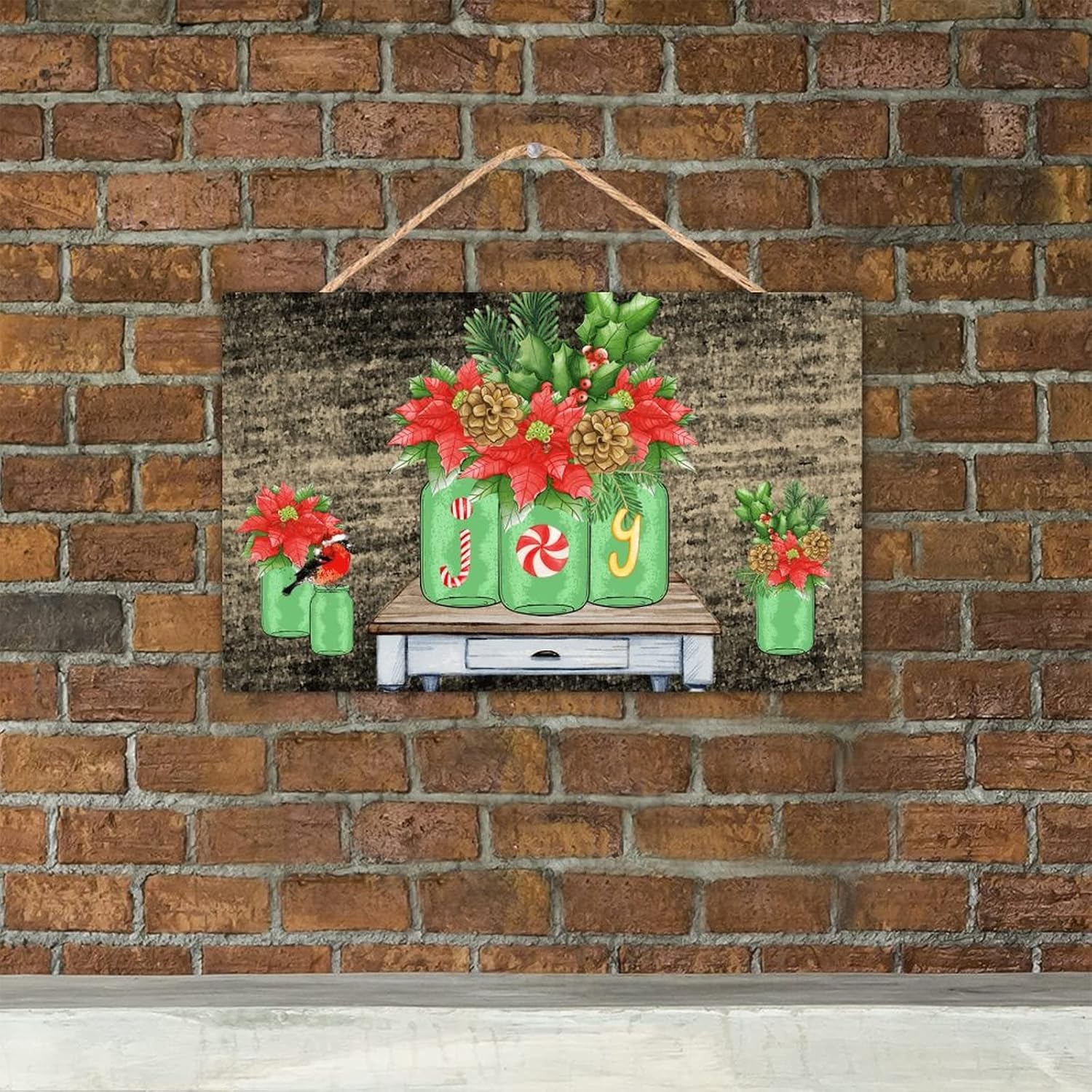 TEANFUN Christmas Wall Hanging Sign 10x16 Inch 1