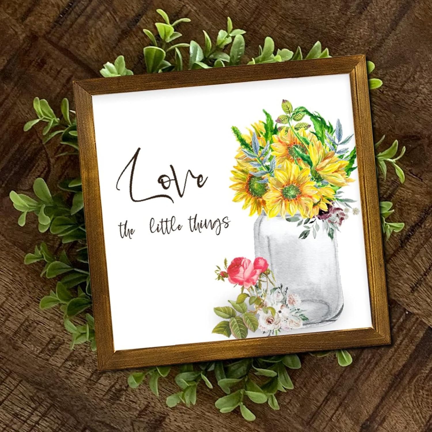 Love The Little Things Wood Framed Spring Sunflower Sign