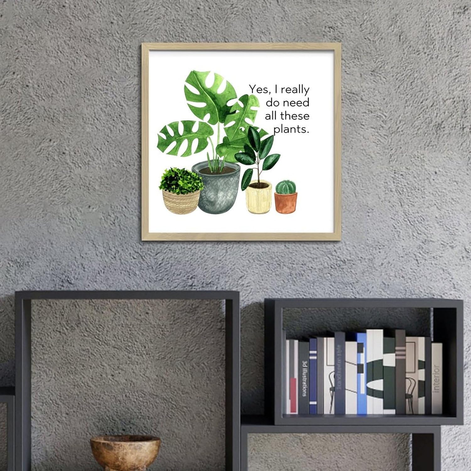 Rustic Wood Framed Plant Sign Gallery Wall Decor