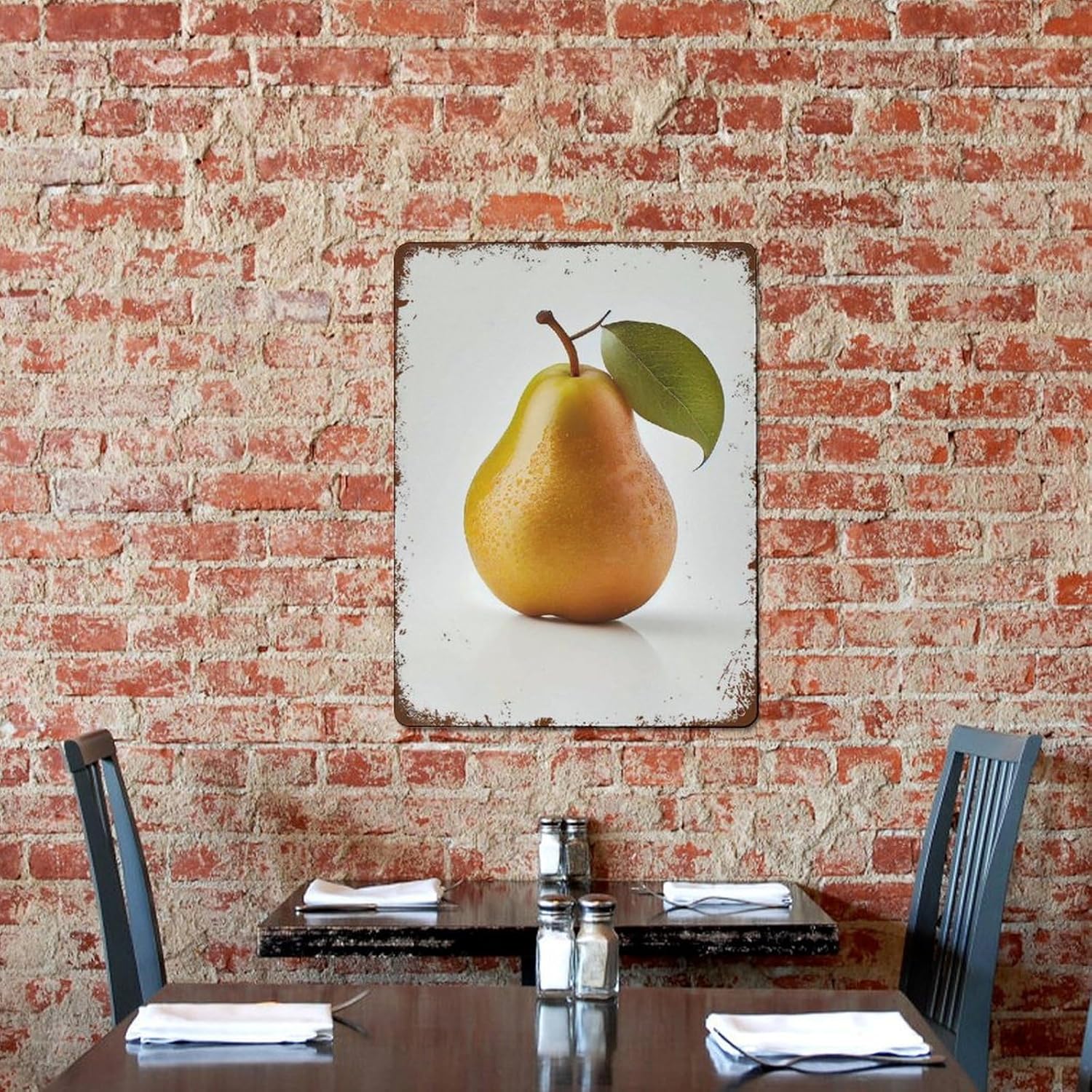 Yellow Pear Fruit Farmhouse Wall Art Metal Plaque