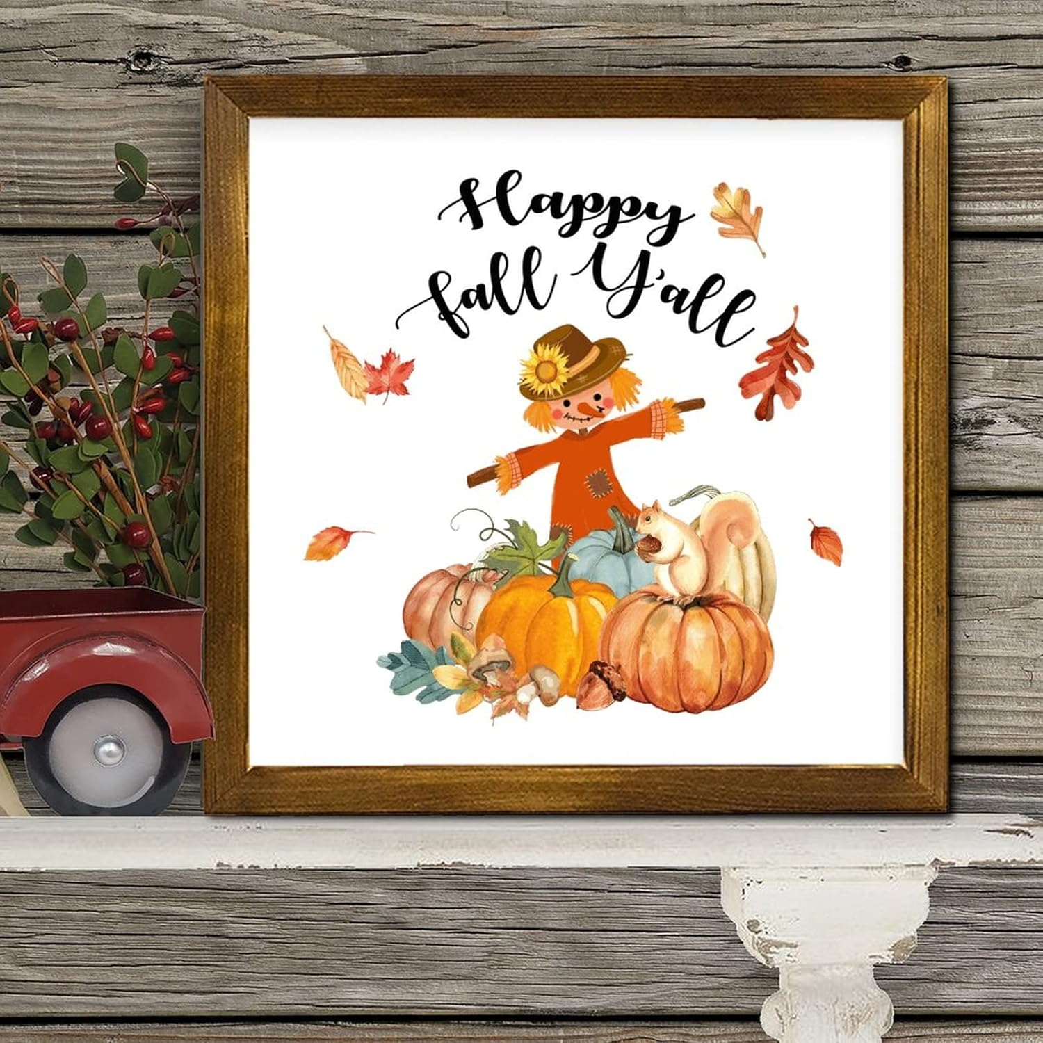 Thanksgiving Autumn Pumpkin Wood Framed Sign
