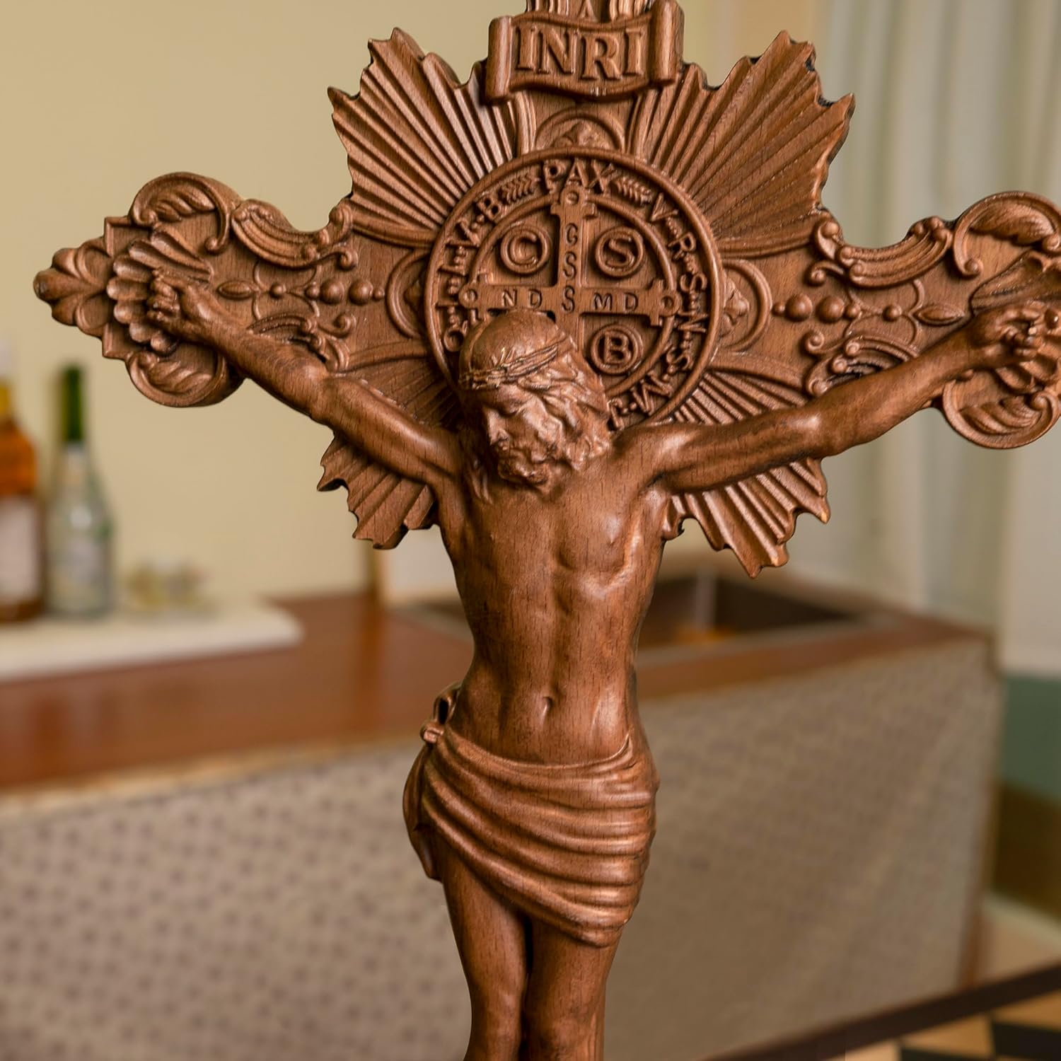 BGCOPPER Saint Benedict Wall Cross Decor 10 Inch