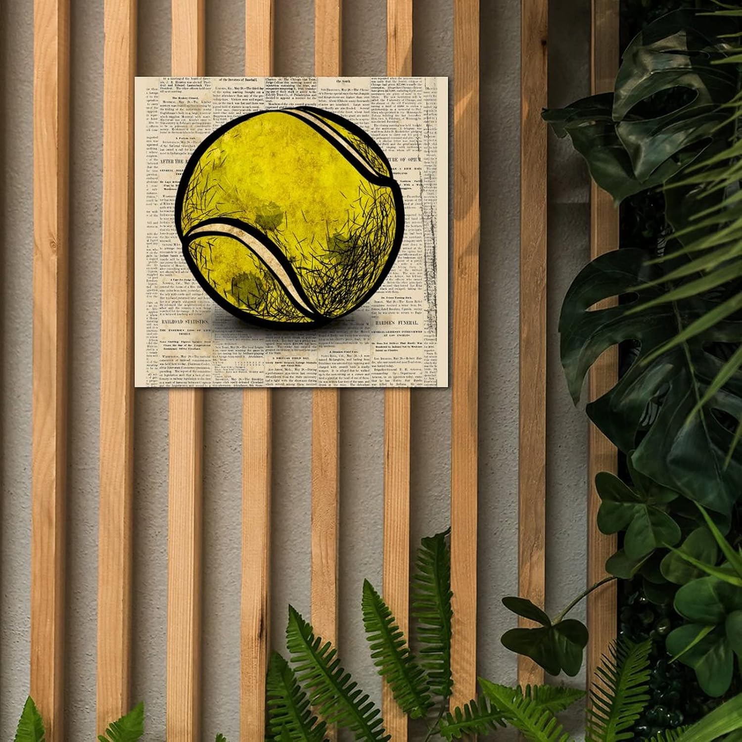 Farmhouse Wooden Sign with Tennis Balls Wall Decor