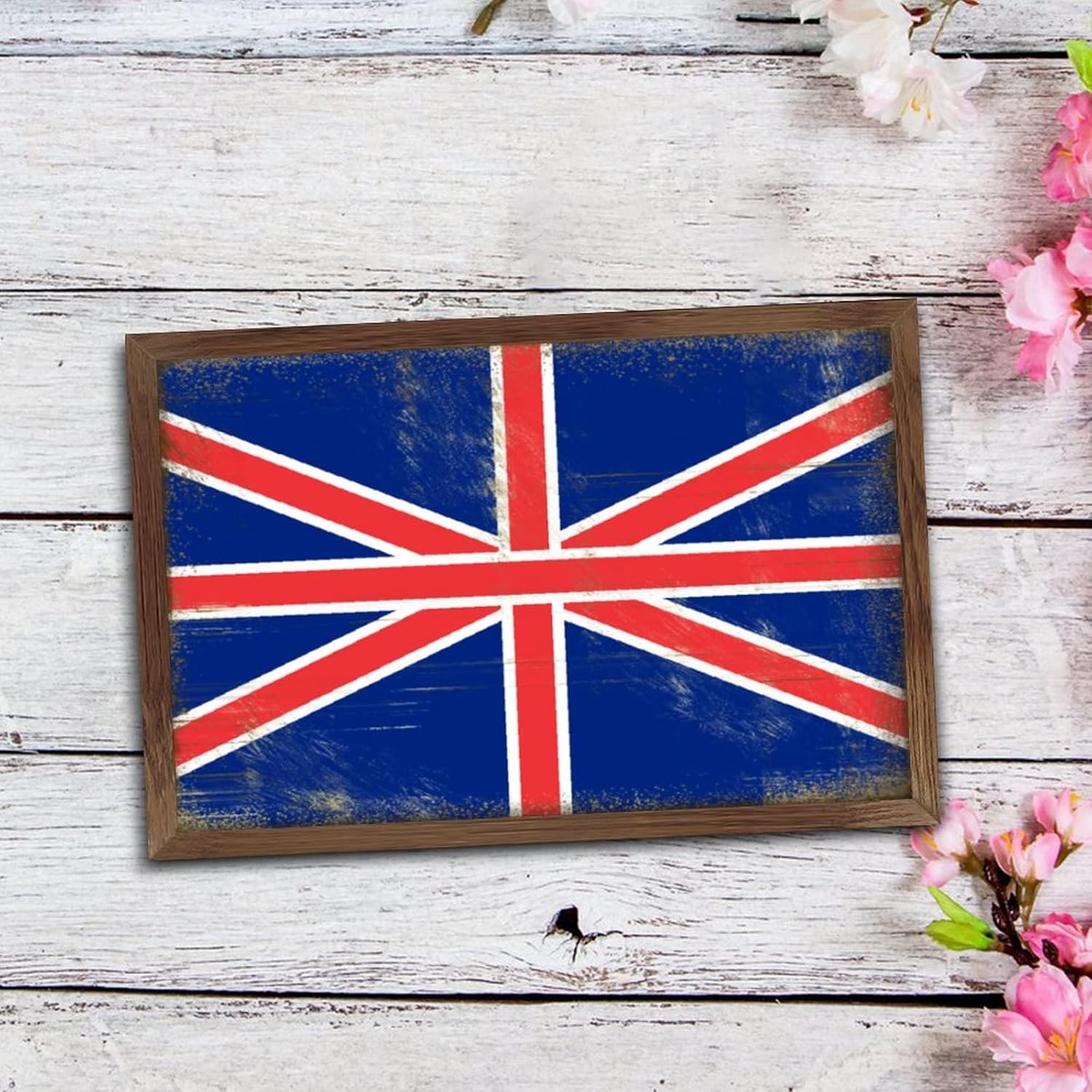 UK Flag Farmhouse Wood Sign for Home Decor