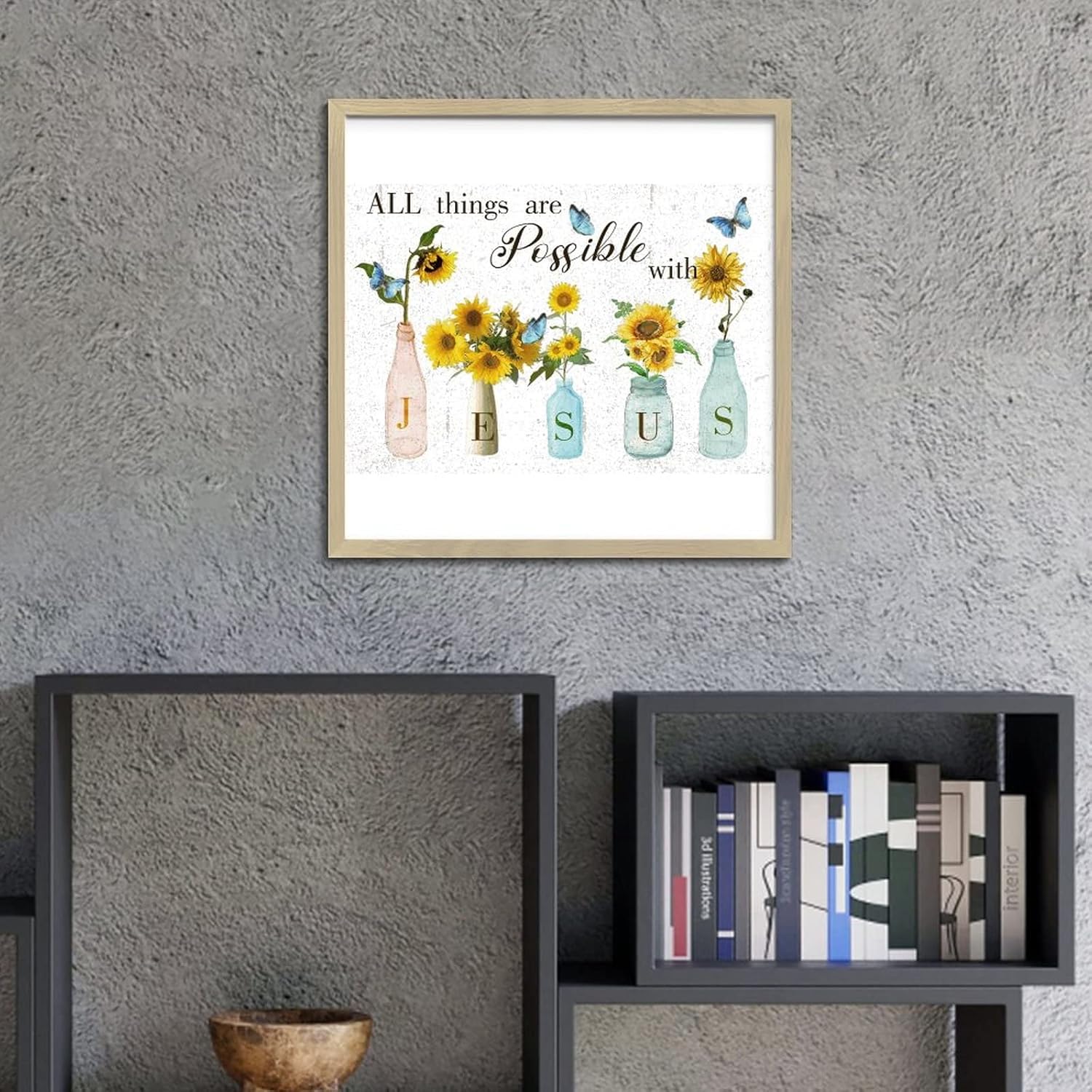 Sunflower in Vase Bible Verse Wall Decor Sign