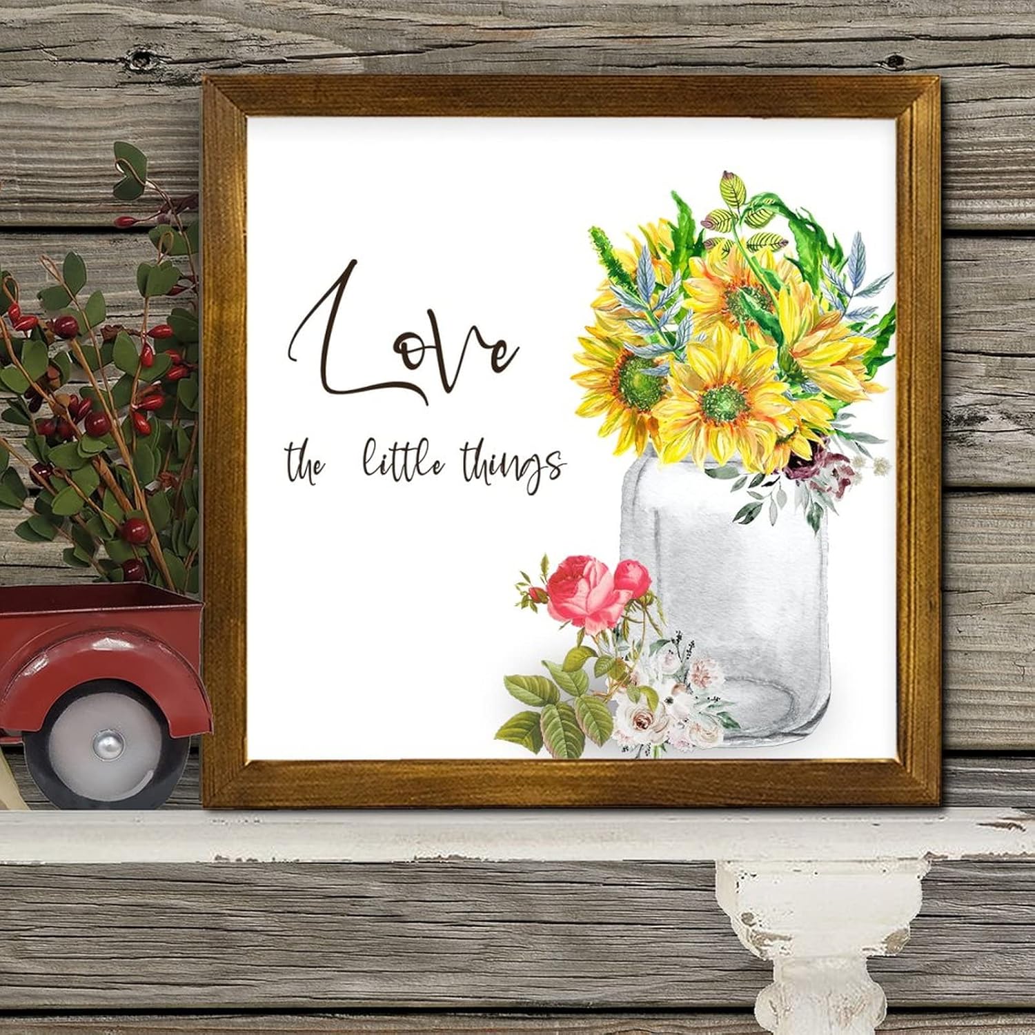 Love The Little Things Wood Framed Spring Sunflower Sign