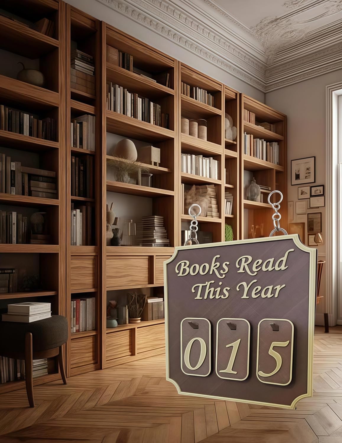 Hanging Bookshelf Counter Bookish Decor for Book Lovers Pink
