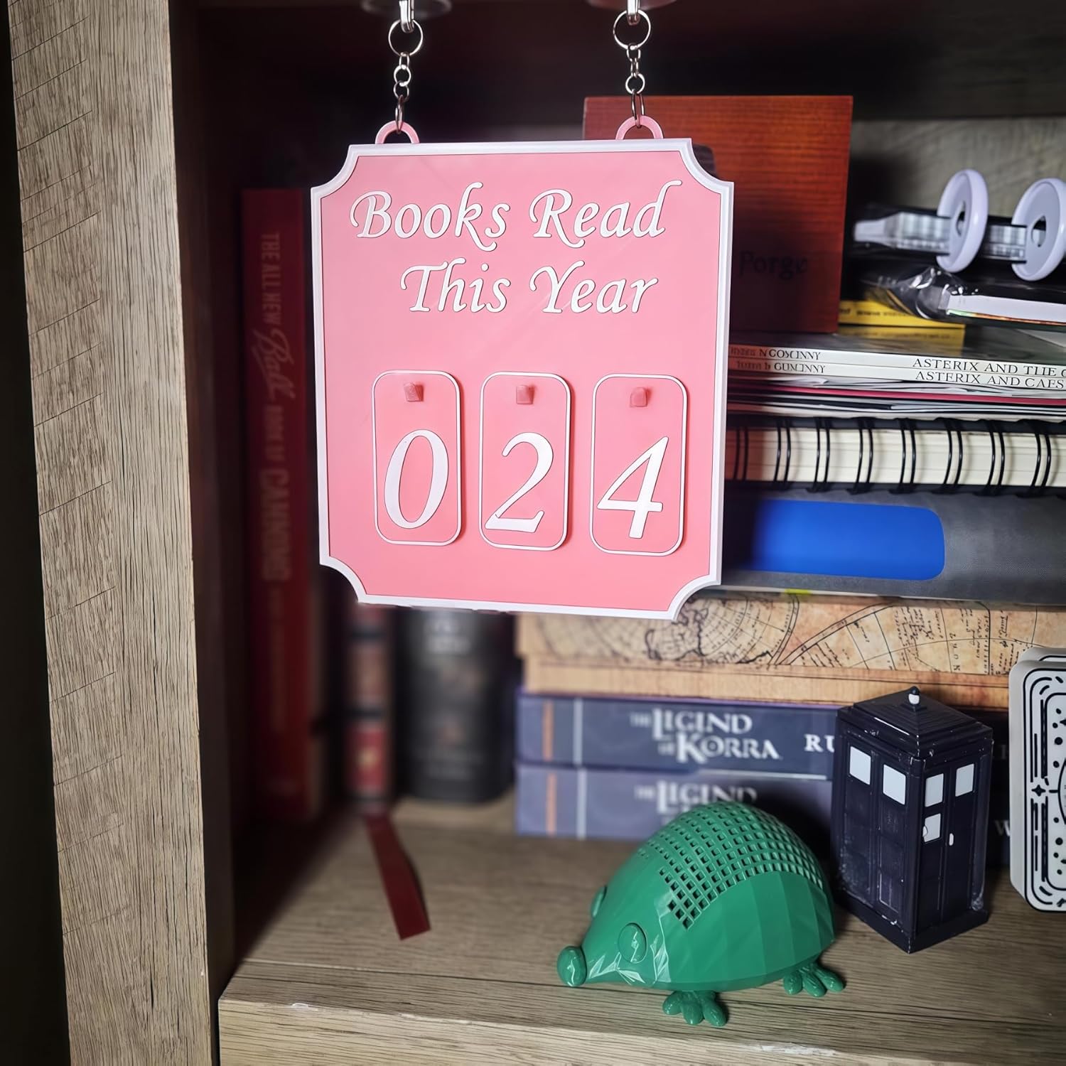 Hanging Bookshelf Counter Bookish Decor for Book Lovers Pink