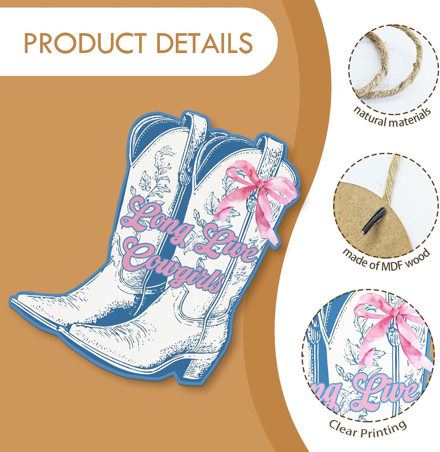 MOTERMATE Preppy Cowgirl Sign Decor 8x10 Inch