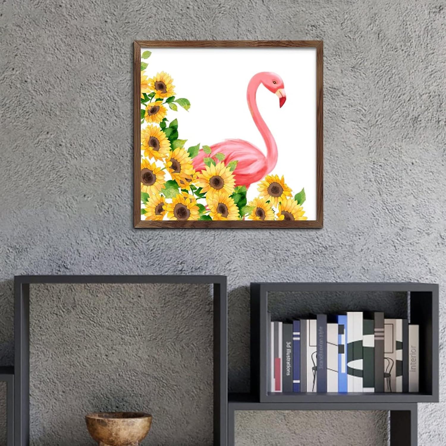 Hello Summer Flamingo Sunflower Wall Decor Sign