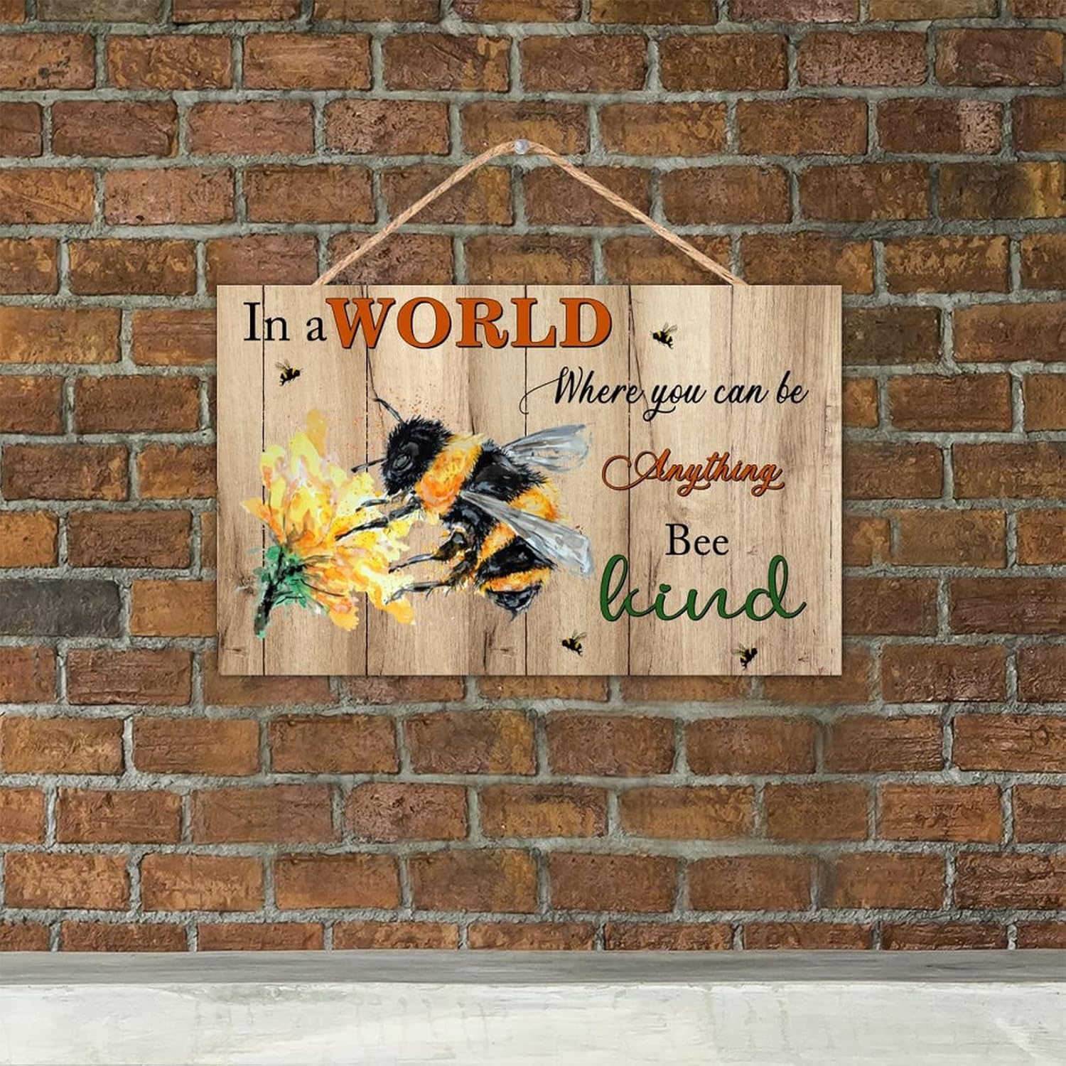 Inspirational Bee Wall Art 12x20 Inch Decor Sign