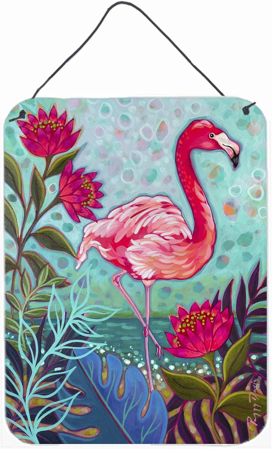 Carolines Treasures Flamingo Beach Wall Hanging Print 12x16 Aluminum