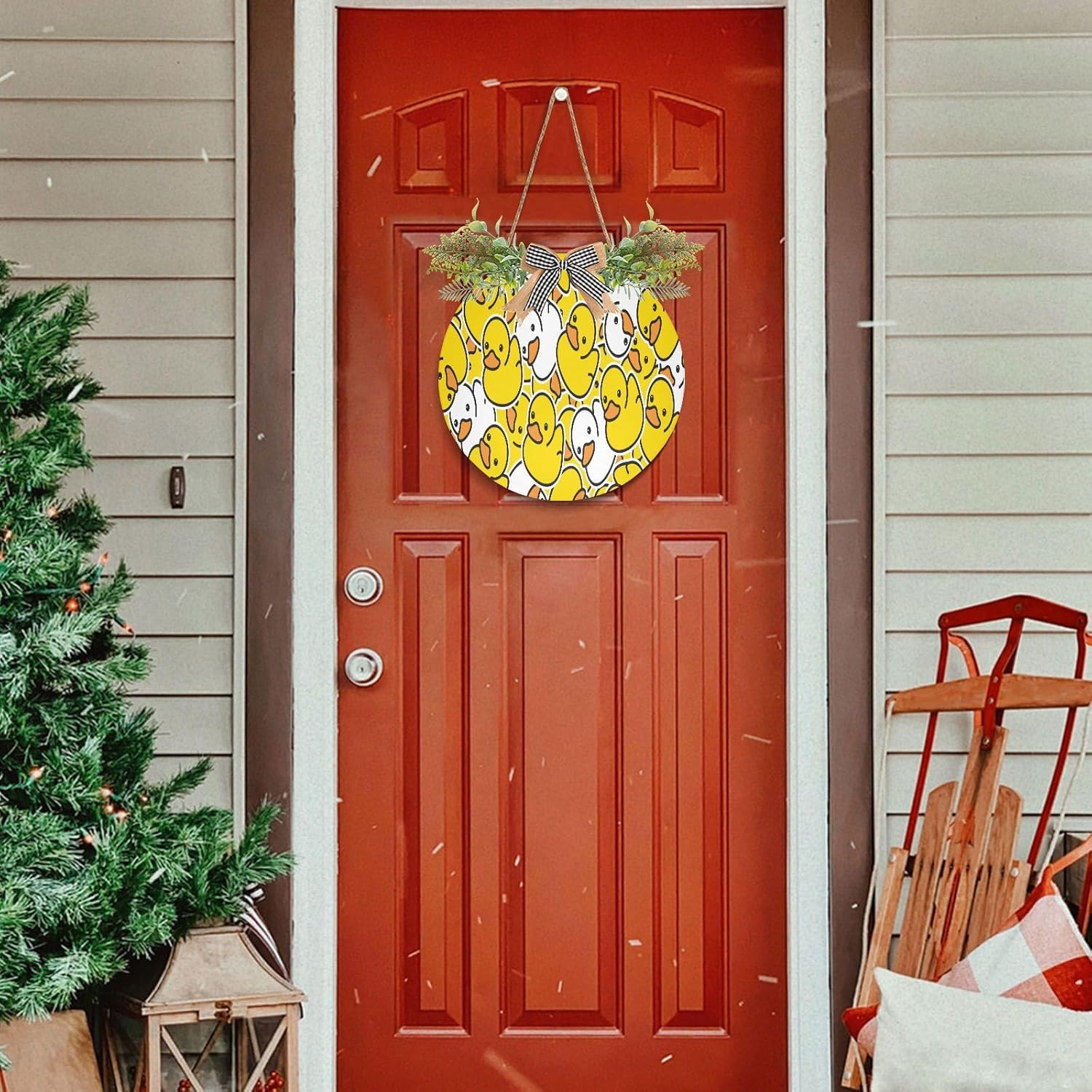 Kocoart Door Wreath Ducks Rustic Farmhouse Decor