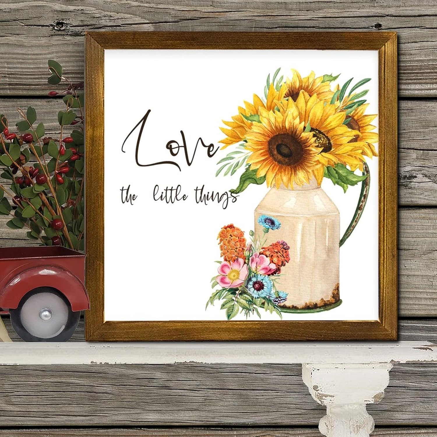 Love The Little Things Framed Wood Sign 12x12 inch