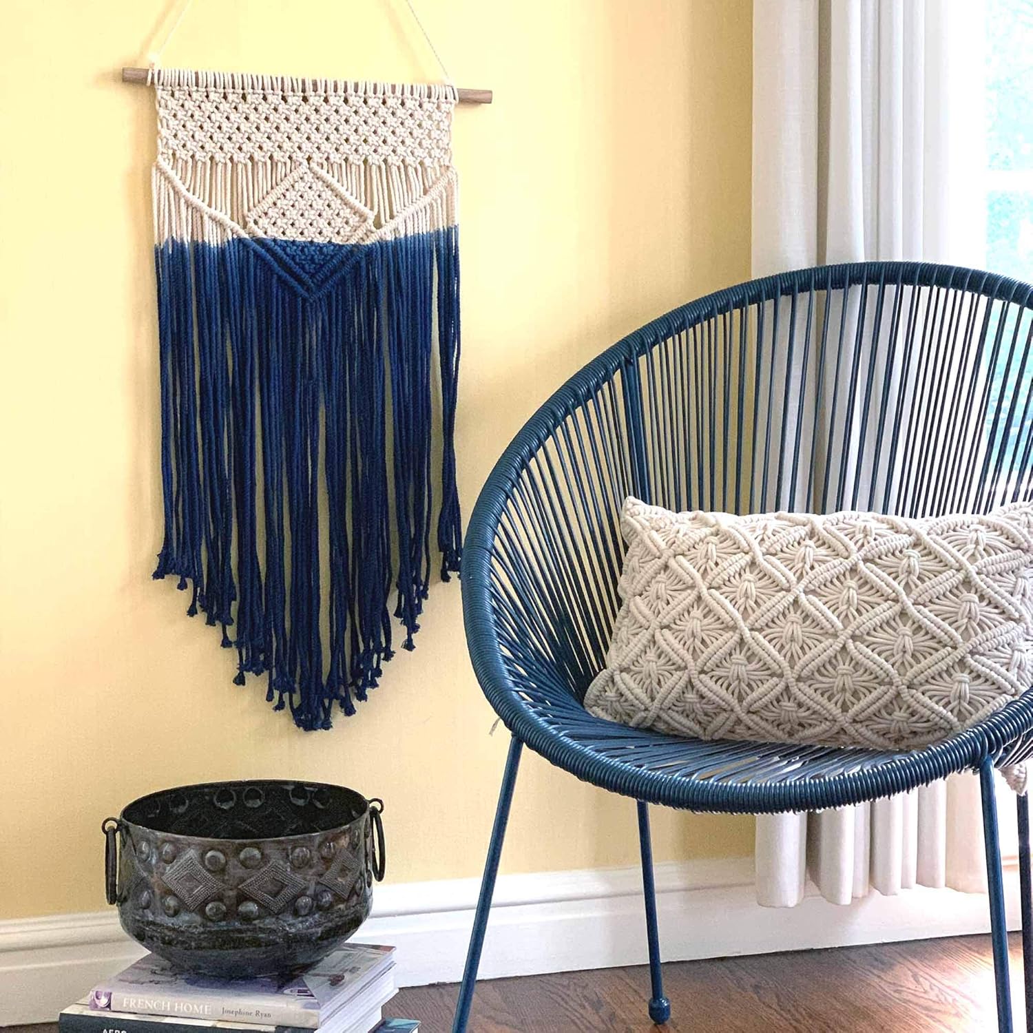 Global Crafts Handmade Recycled Cotton Macrame Wall Hanging