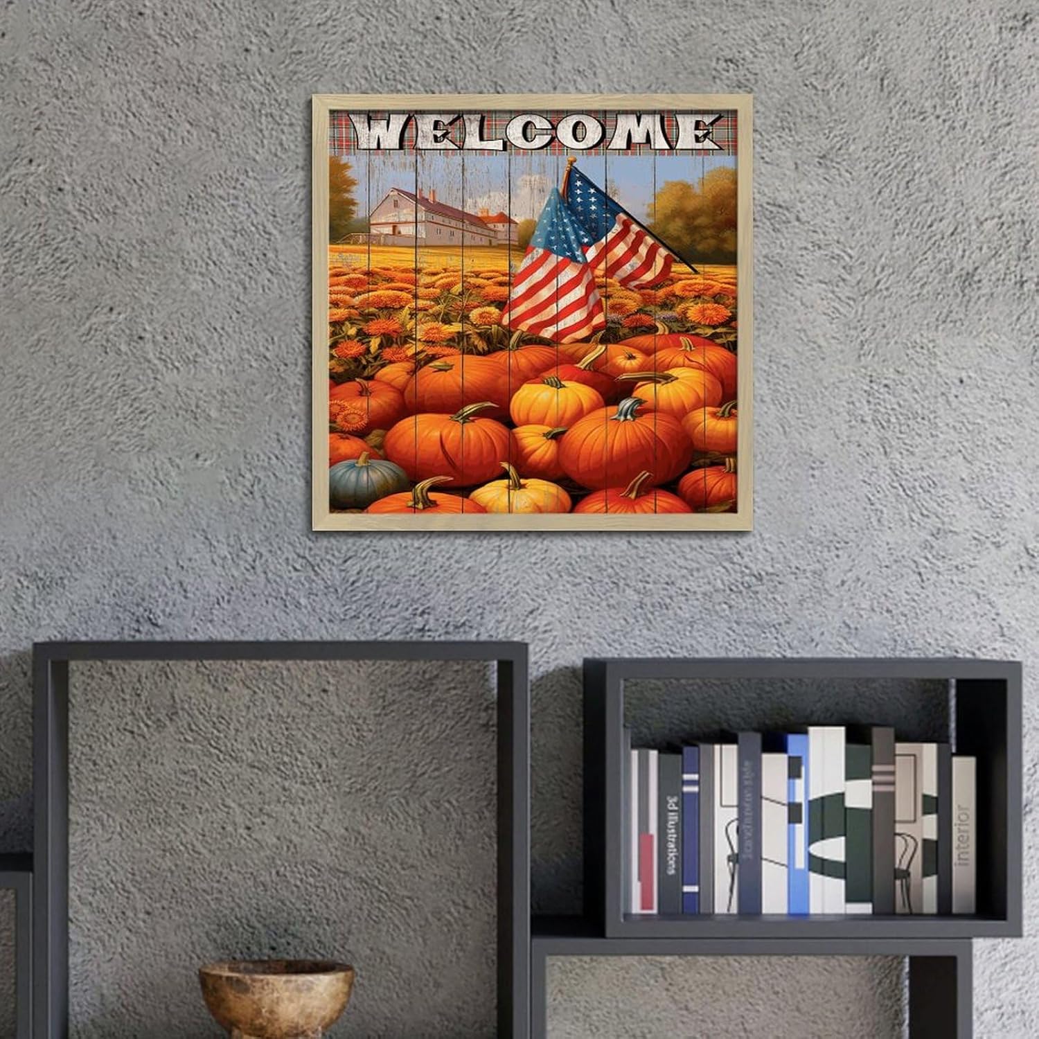 Welcome Wood Framed Wall Decor Sign 12x12in