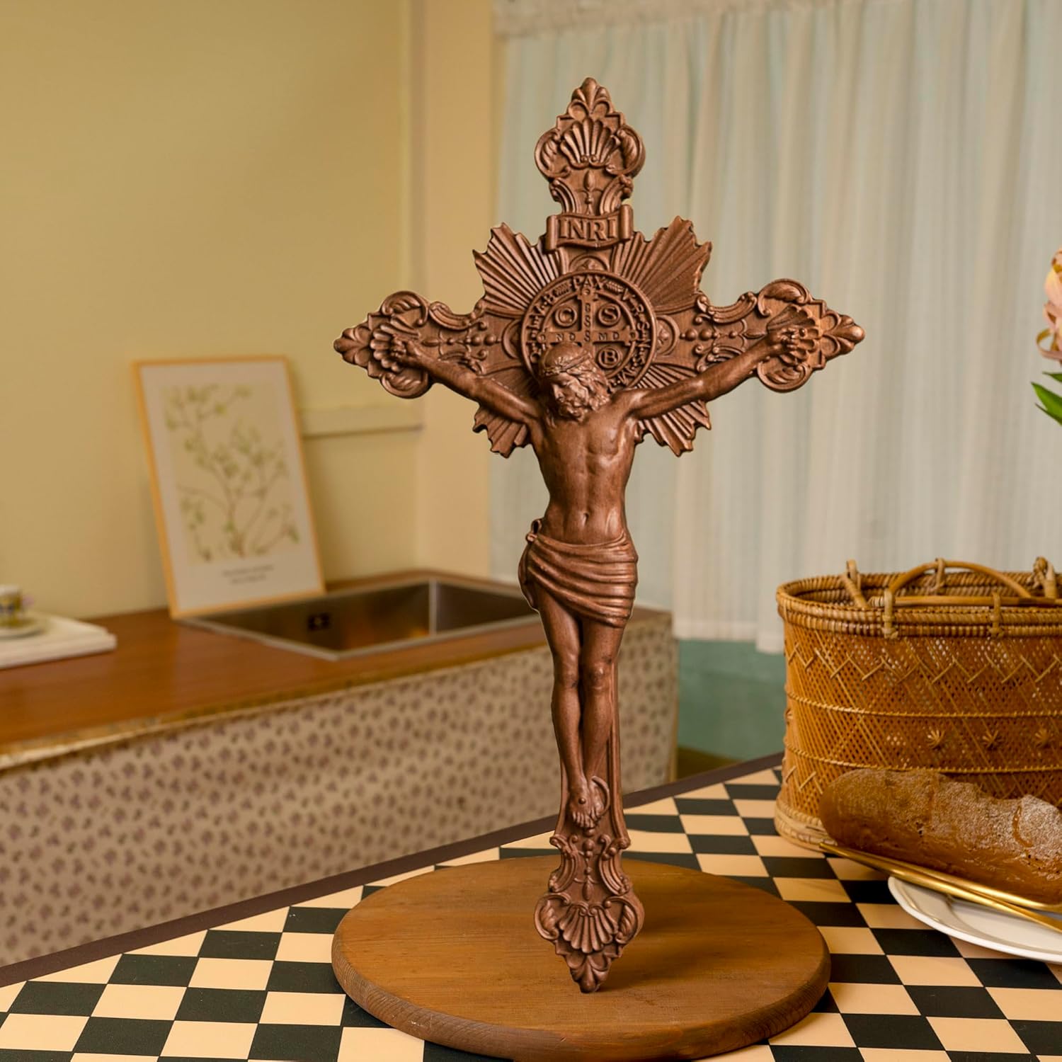 BGCOPPER Saint Benedict Wall Cross Decor 10 Inch