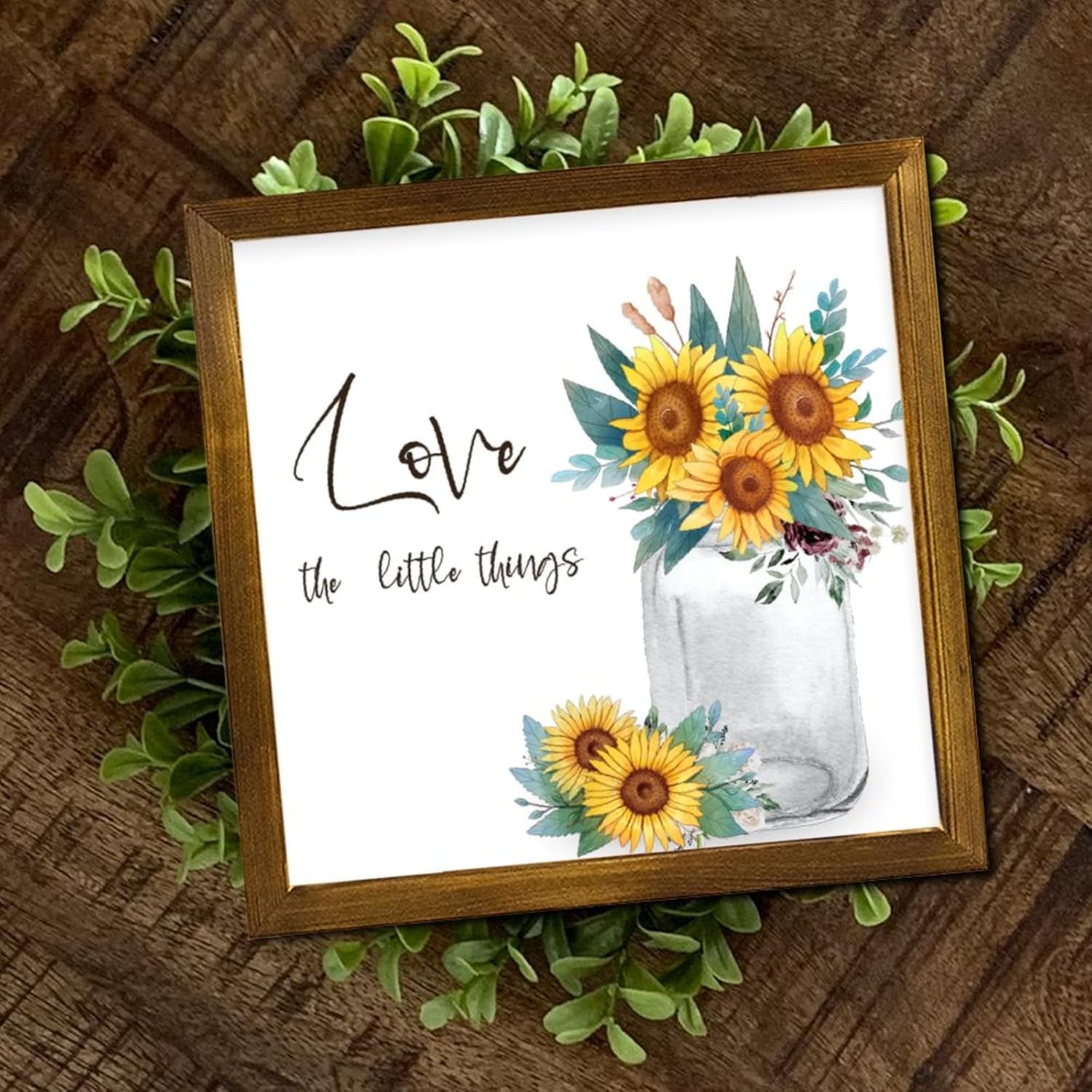 Love The Little Things Framed Wooden Sign 12x12 Inch
