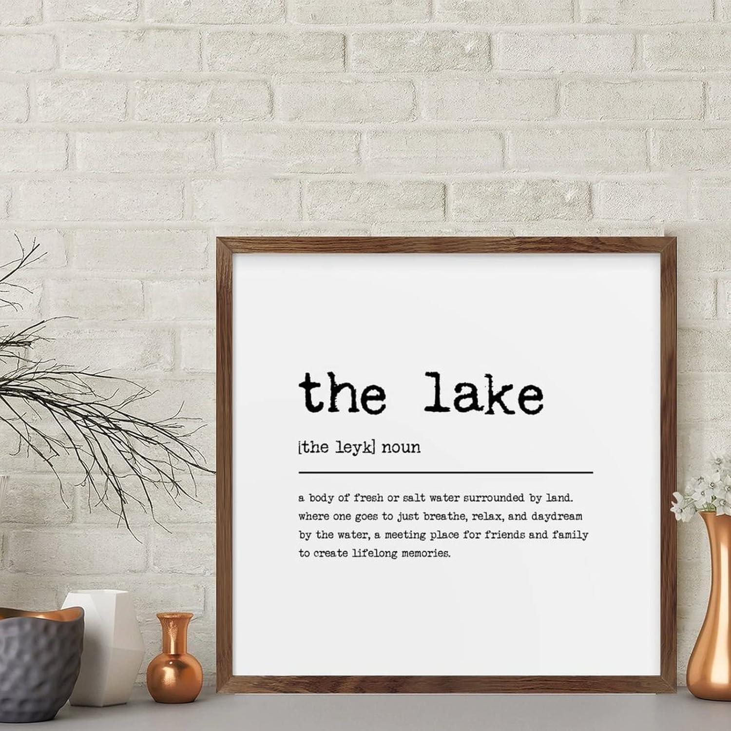 The Lake Framed Wood Sign Home Decor 12x12