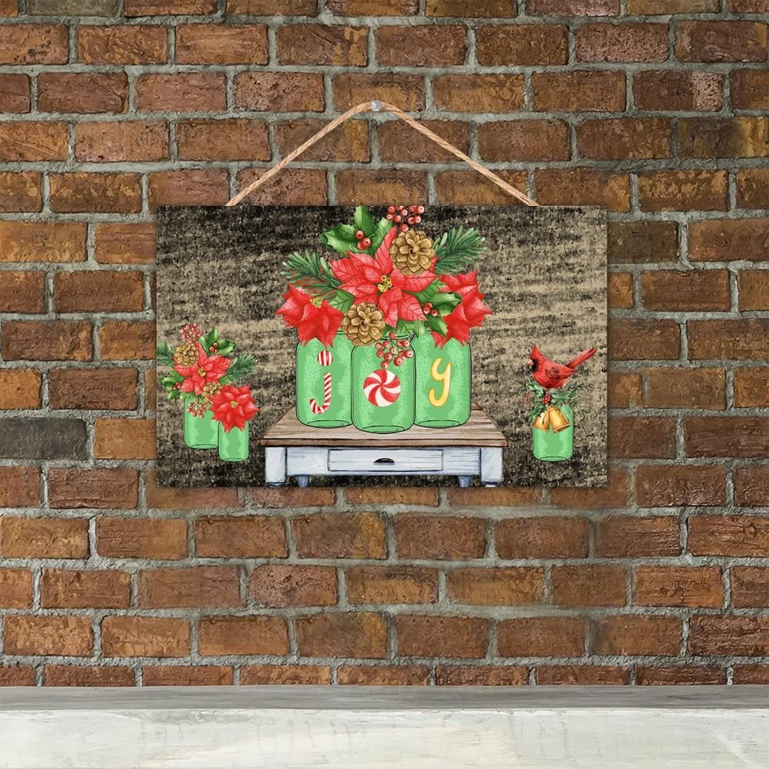 TEANFUN 10x16 Inch Christmas Wall Hanging Sign