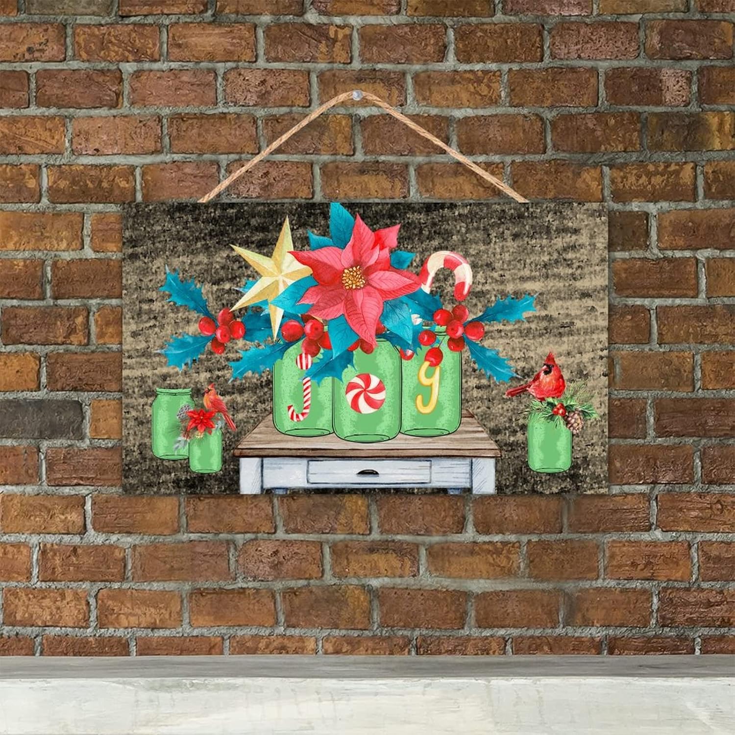 TEANFUN Christmas Wall Pediment Sign 12x20 Inch