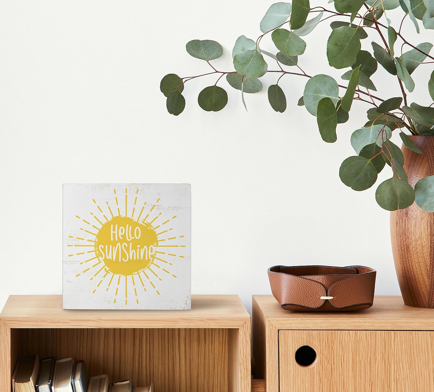Hello Sunshine Summer Wooden Box Desk Decor Sign